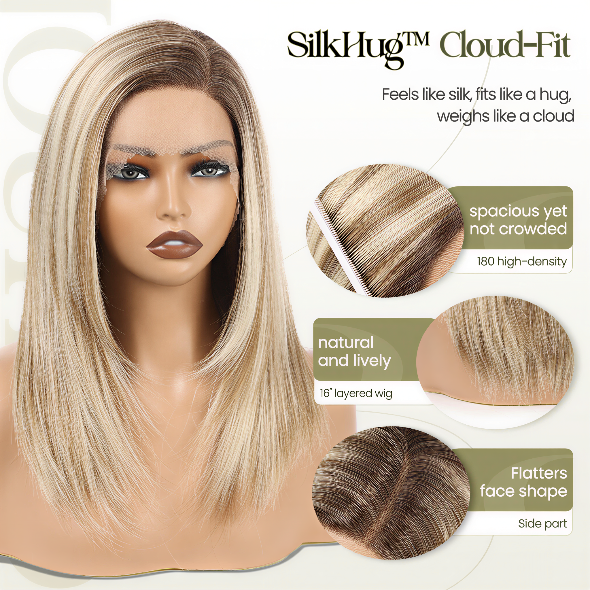 Image of Starluck Lace Front Wigs Human Hair 16 Inch 180 Density 13x5 Straight Pre Cut Plucked Glueless HD Side Part Human Hair Lace Frontal Glueless Wigs for Women