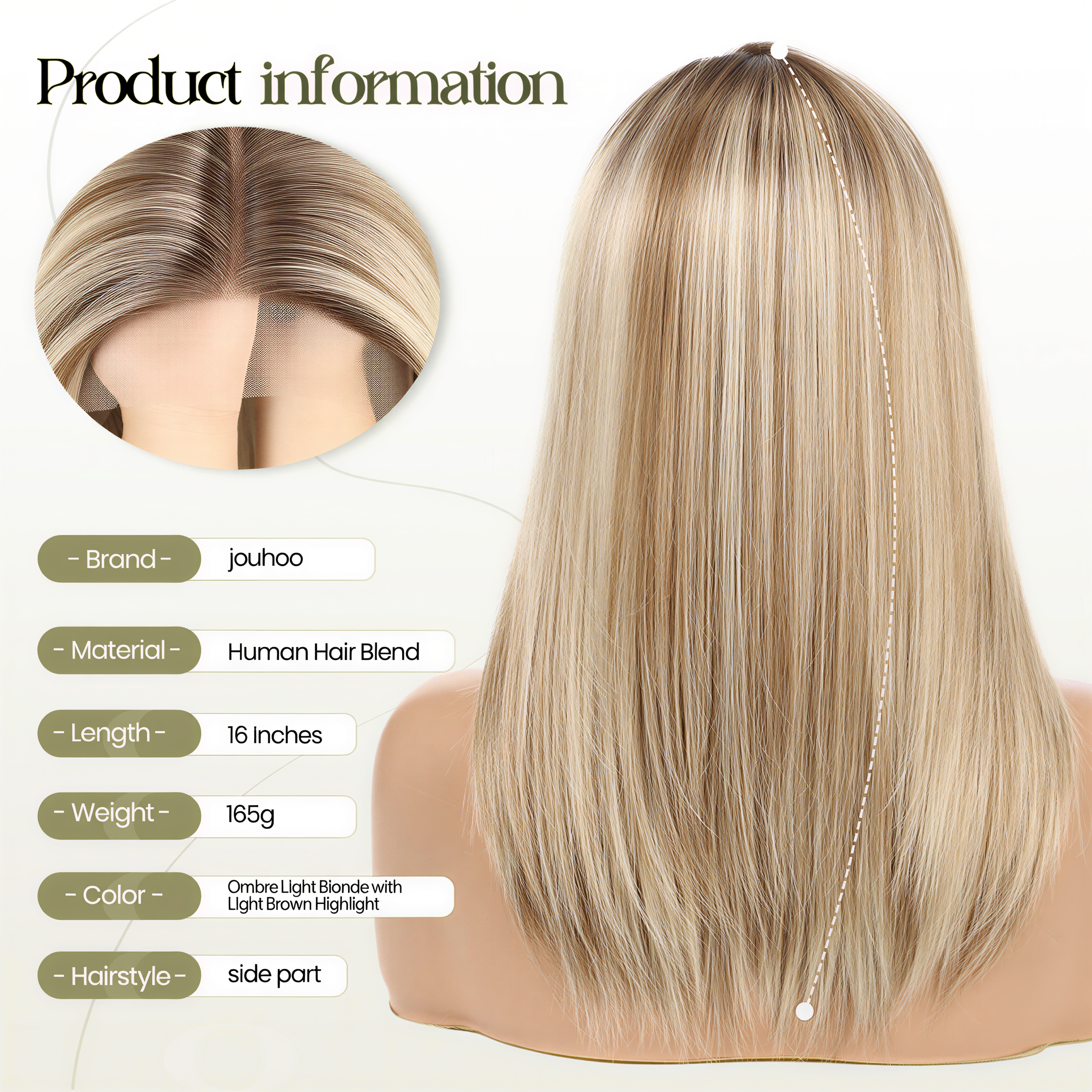 Image of Starluck Lace Front Wigs Human Hair 16 Inch 180 Density 13x5 Straight Pre Cut Plucked Glueless HD Side Part Human Hair Lace Frontal Glueless Wigs for Women