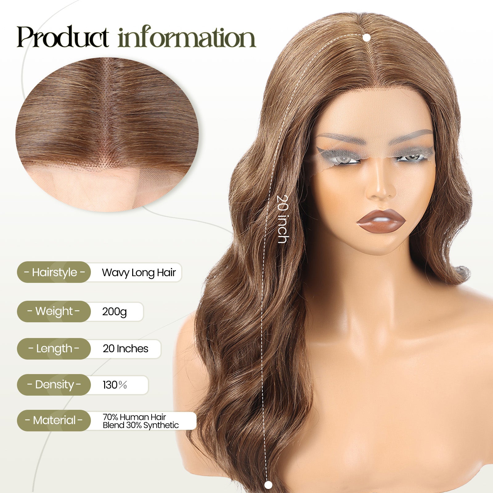 Image of Starluck Human Hair Wig Blend Lace Front Wig Glueless Wigs for Women with Thin Hair Wavy 20 Inches 13