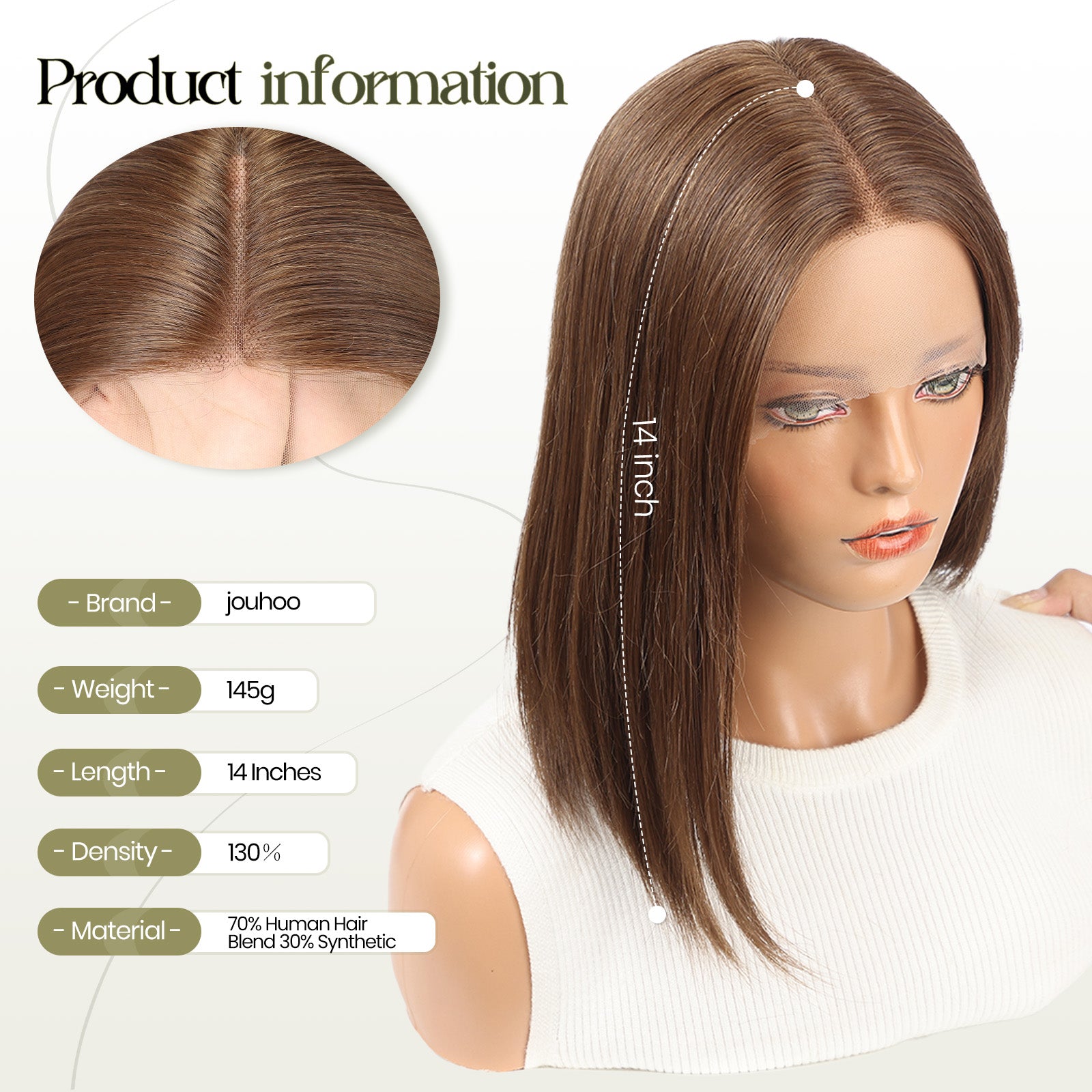 Image of Starluck Human Hair Wig Blend Lace Front Wig Glueless Wigs for Women with Thin Hair Layered 14 Inches 13