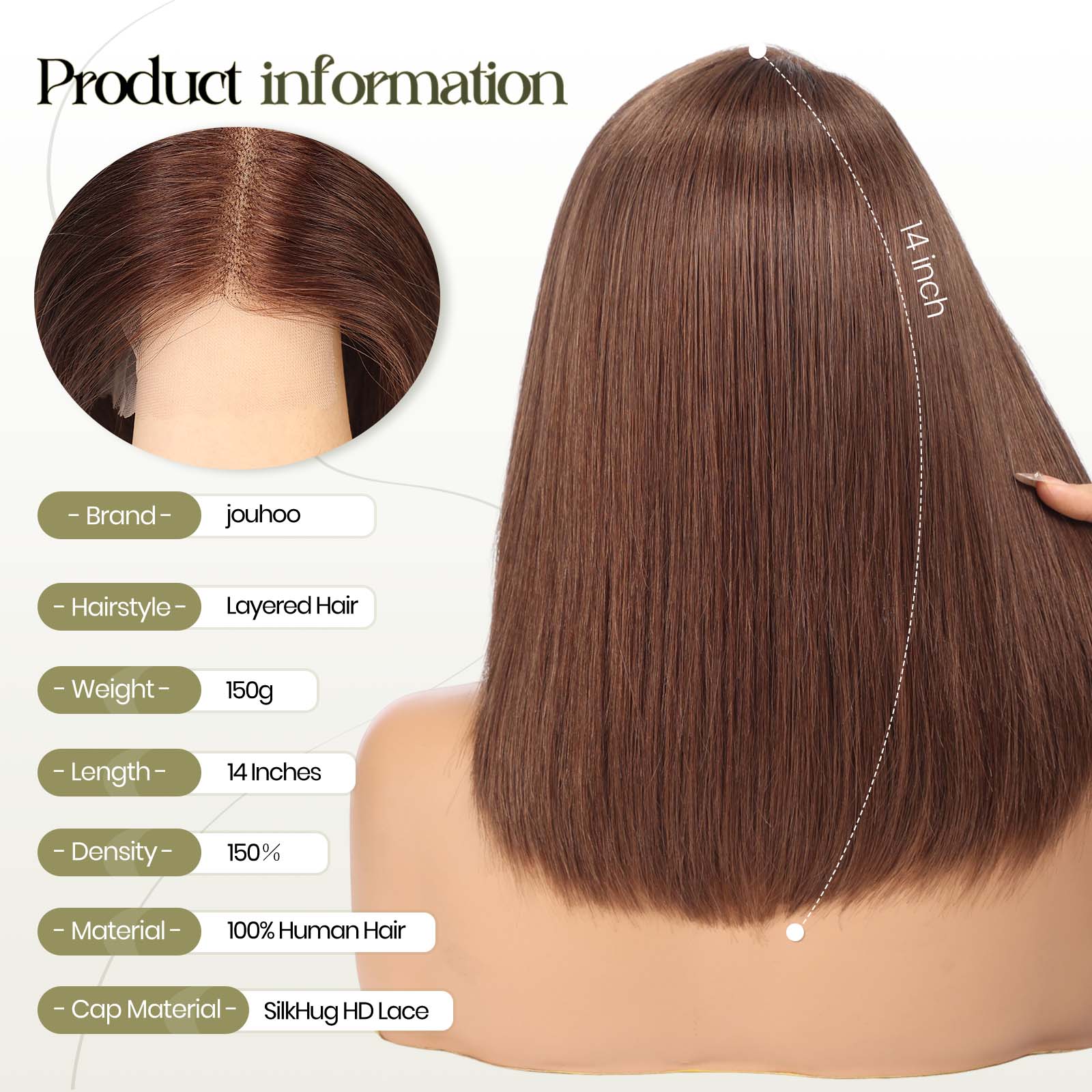 Image of Wig for Women – HD Lace Front Human Hair Wig, 14