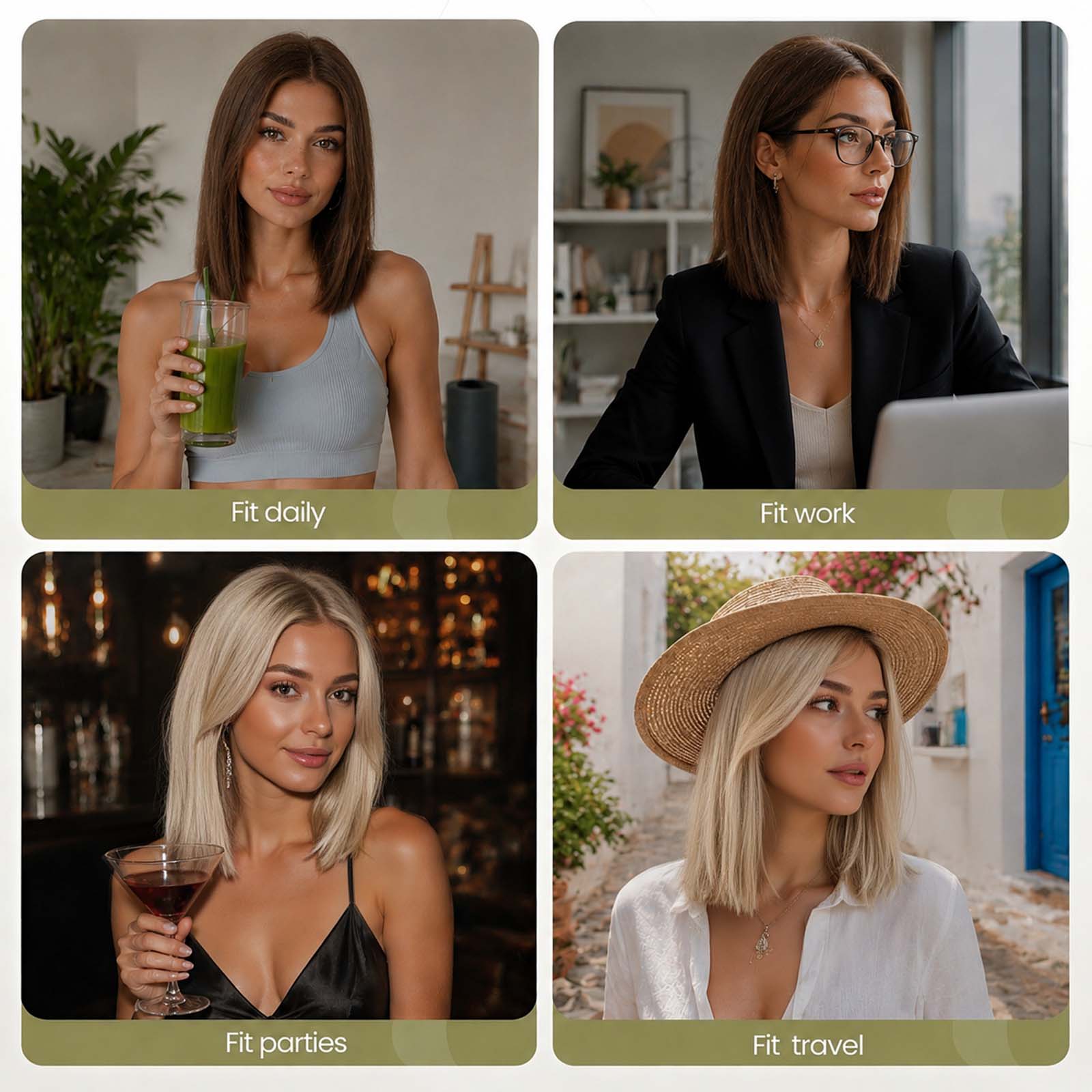 Image of Starluck Human Hair Wig Blend Lace Front Wig Glueless Wigs for Women with Thin Hair Layered 14 Inches 13