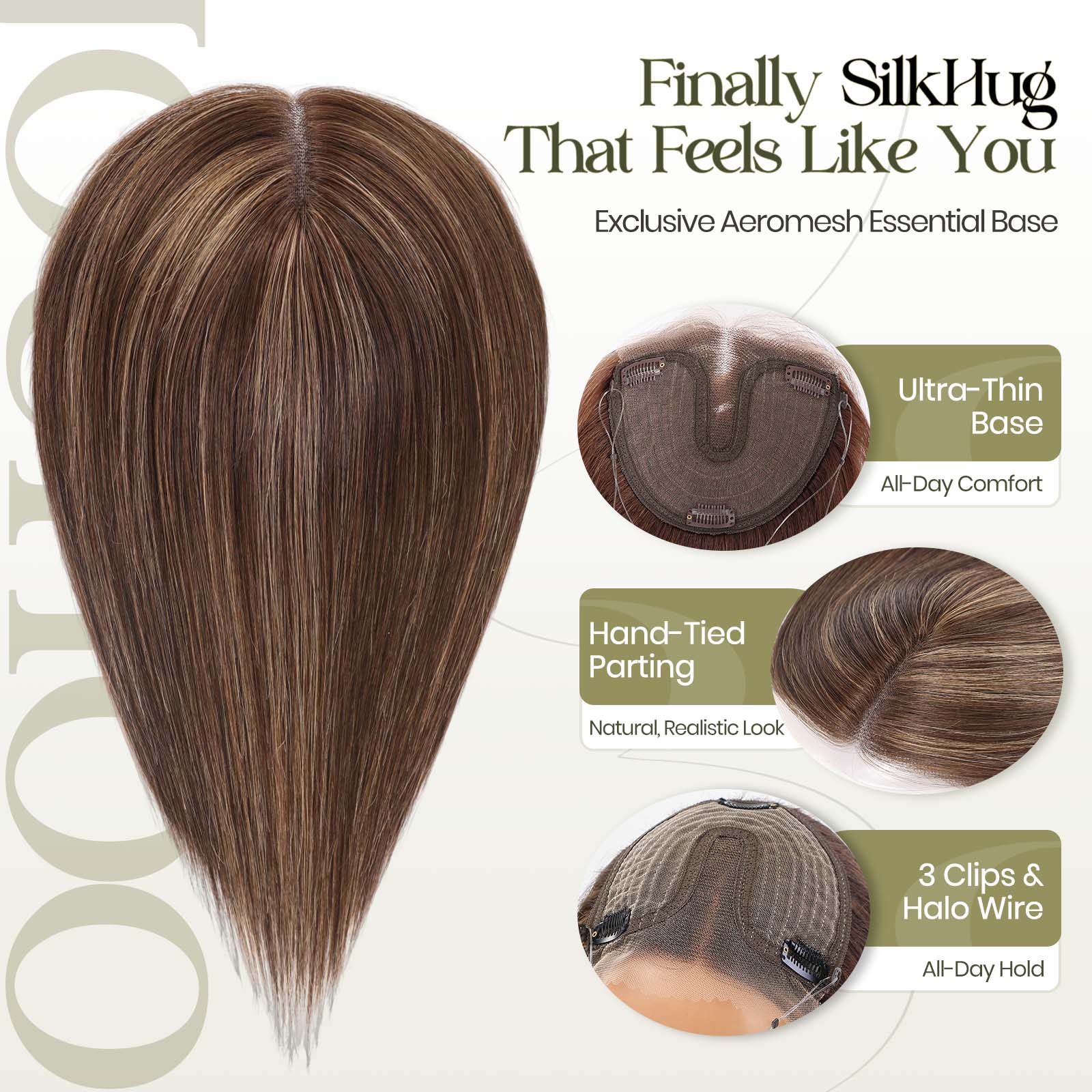 Image of Starluck Hair Topper Real Human Hair Lace Front, SilkHug 5