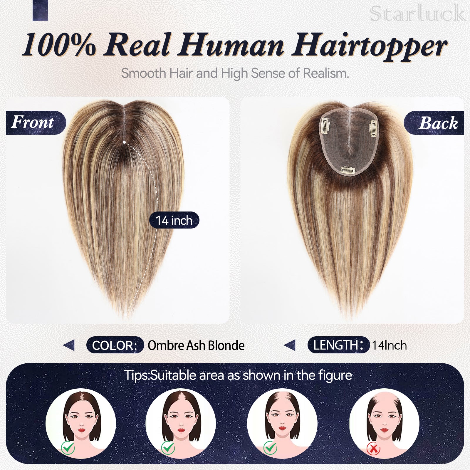 Image of starluck Hair Toppers for Women Real Human Hair with thinning 6