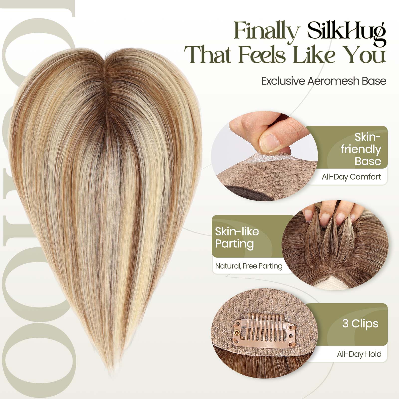 Image of Starluck SilkHug Hair Toppers for Women Real Human Hair Topper 10 inch No Bangs 3