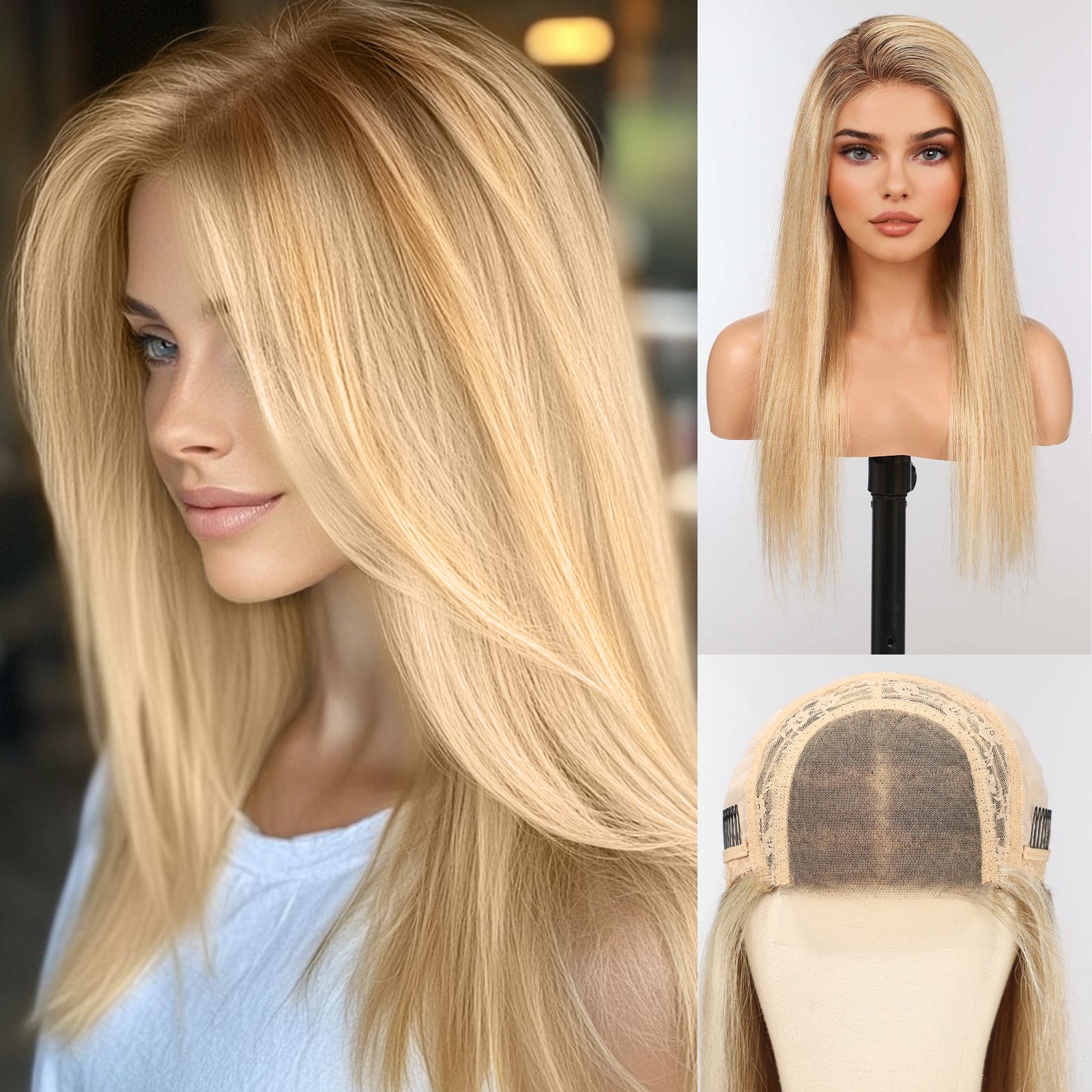 Image of starluck Wigs Human Hair Lace Front Wigs Human Hair for Women Pelucas De Mujer Pelo Humano 16 Inch Realistic and Natural Daily Wear