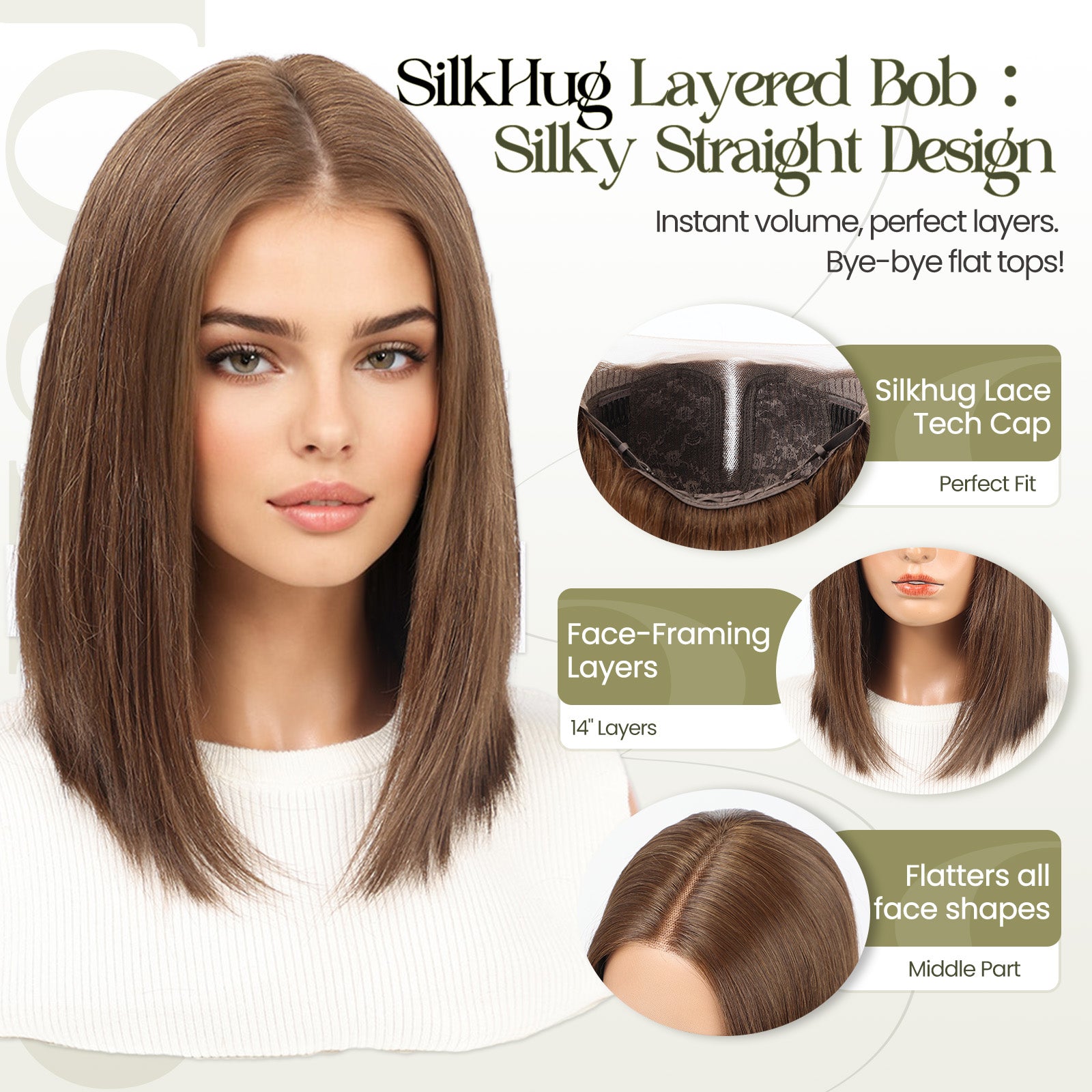 Image of Starluck Human Hair Wig Blend Lace Front Wig Glueless Wigs for Women with Thin Hair Layered 14 Inches 13