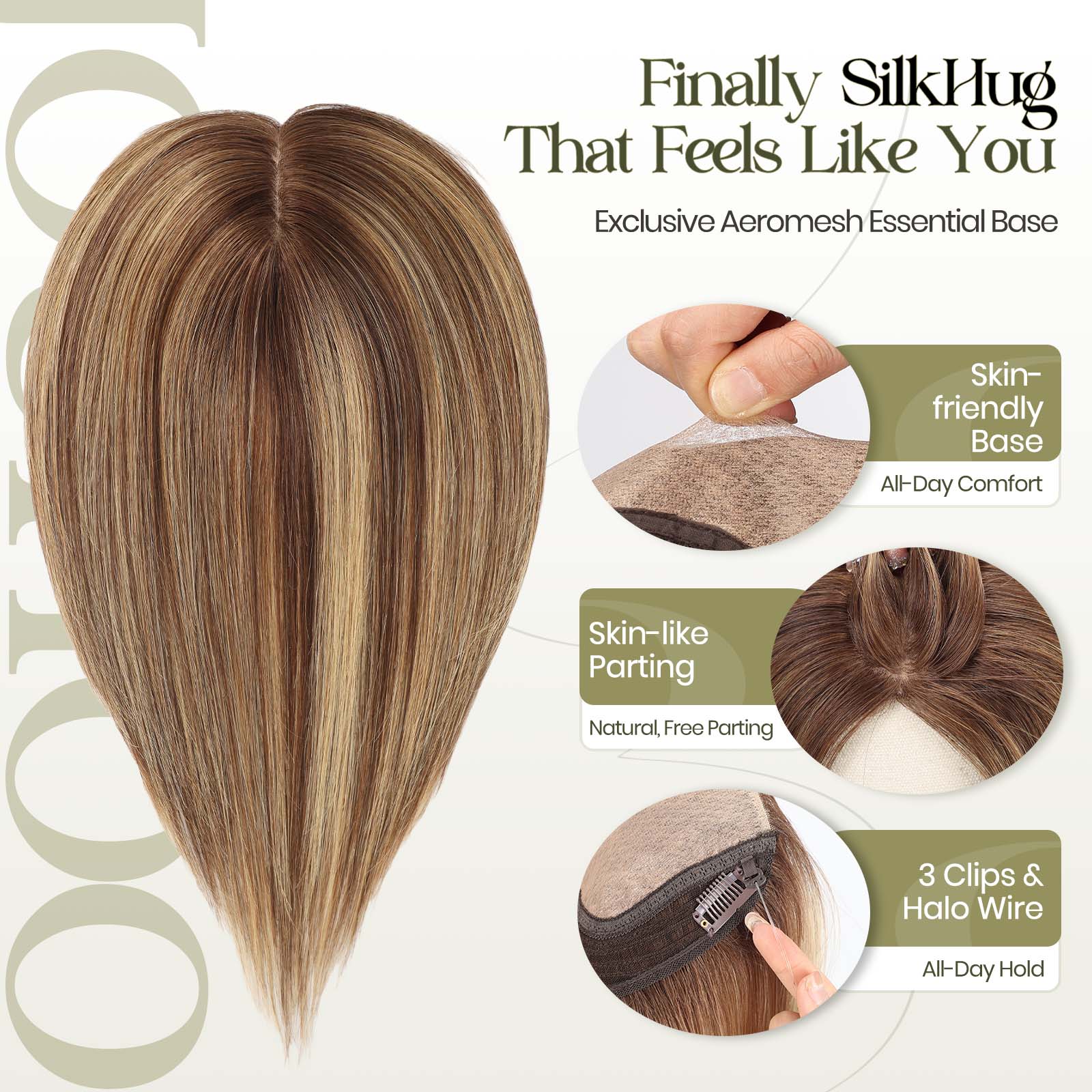 Image of Starluck SilkHug Human Hair Topper with Skin-Imitating Essentials Base, 6