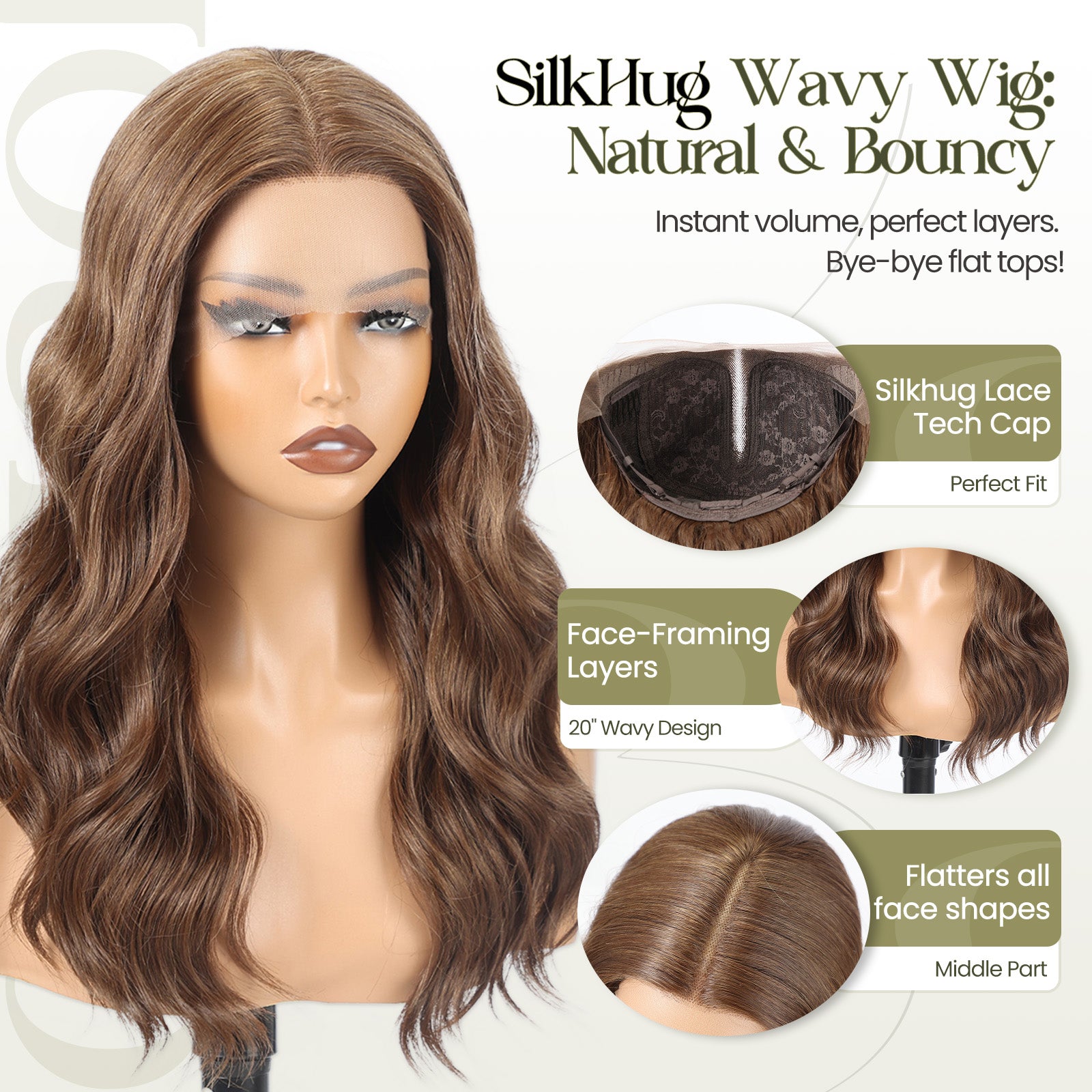 Image of Starluck Human Hair Wig Blend Lace Front Wig Glueless Wigs for Women with Thin Hair Wavy 20 Inches 13