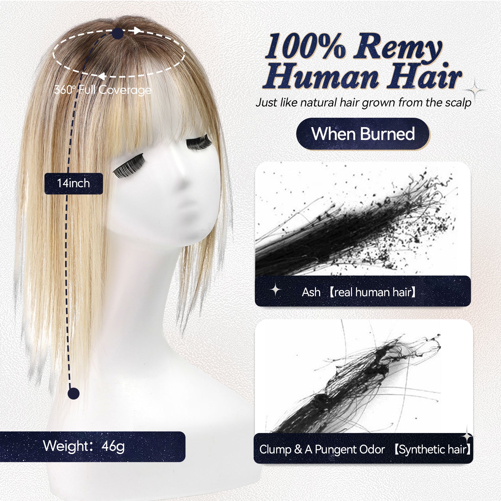Image of starluck Hair Toppers for Women Real Human Hair With Bangs, 100% Remy Human Hair Toppers for Women Hand-woven with Thinning Hair,Cover Gray Hair Roots,Adds Hair Volume