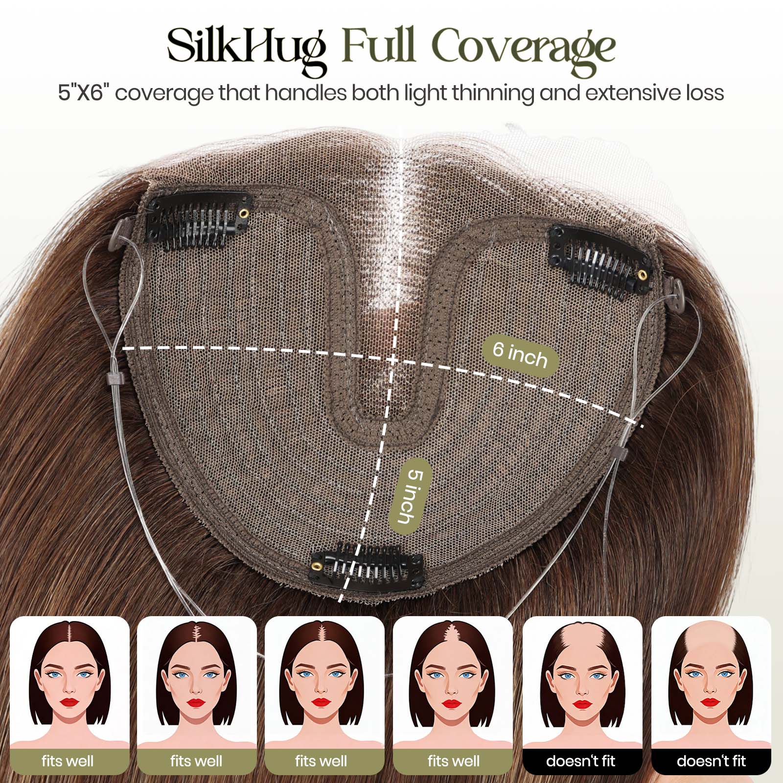 Image of Starluck Hair Topper Real Human Hair Lace Front, SilkHug 5