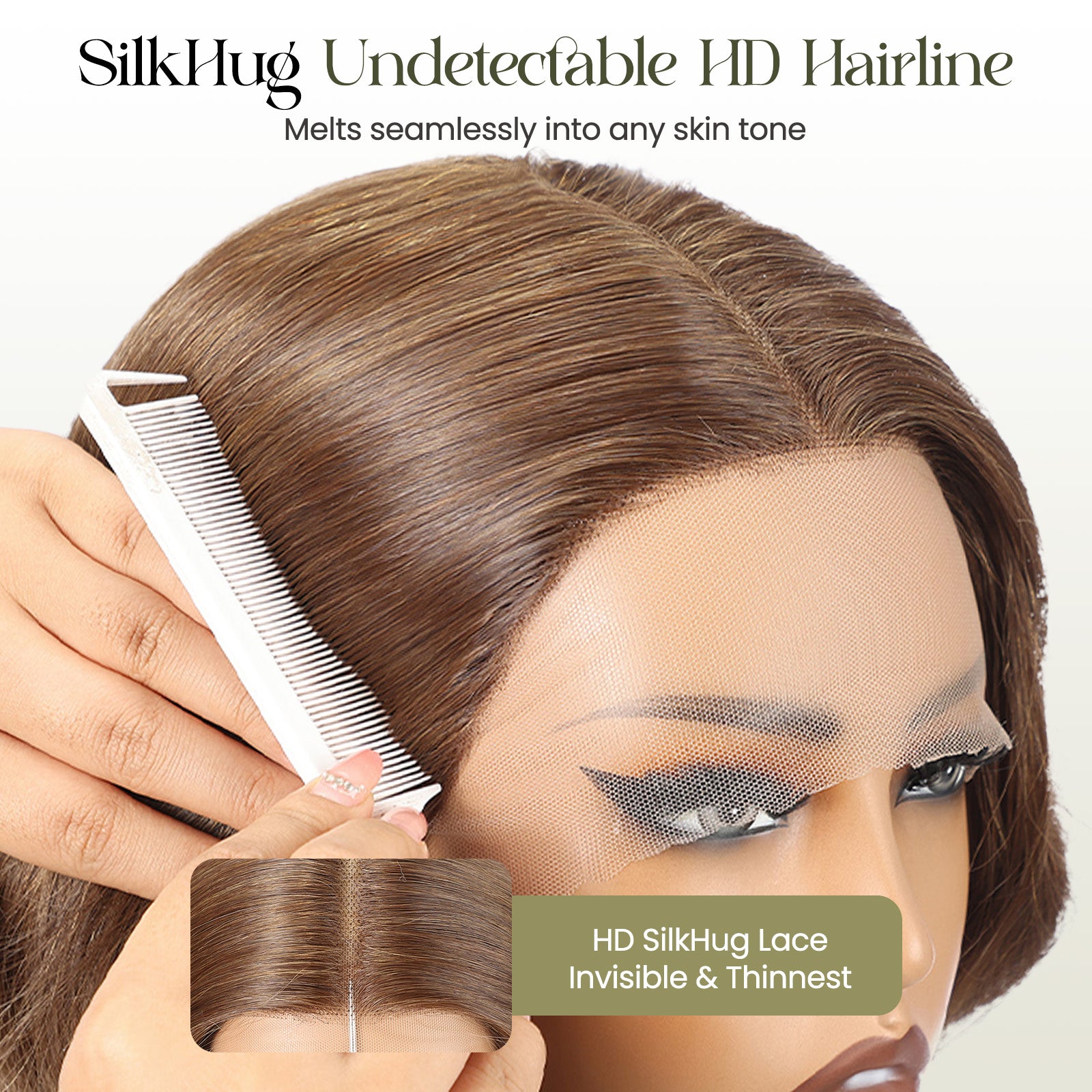 Image of Starluck Human Hair Wig Blend Lace Front Wig Glueless Wigs for Women with Thin Hair Wavy 20 Inches 13