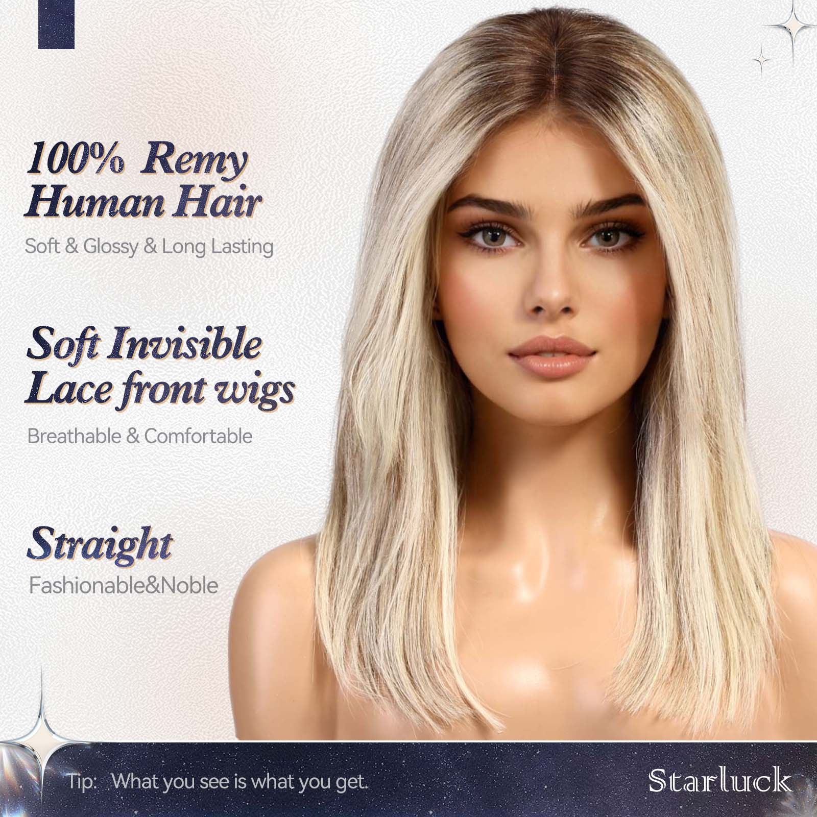 Image of Starluck Wigs Human Hair Lace Front Wigs Human Hair for Women Straight Pelucas De Mujer Pelo Humano