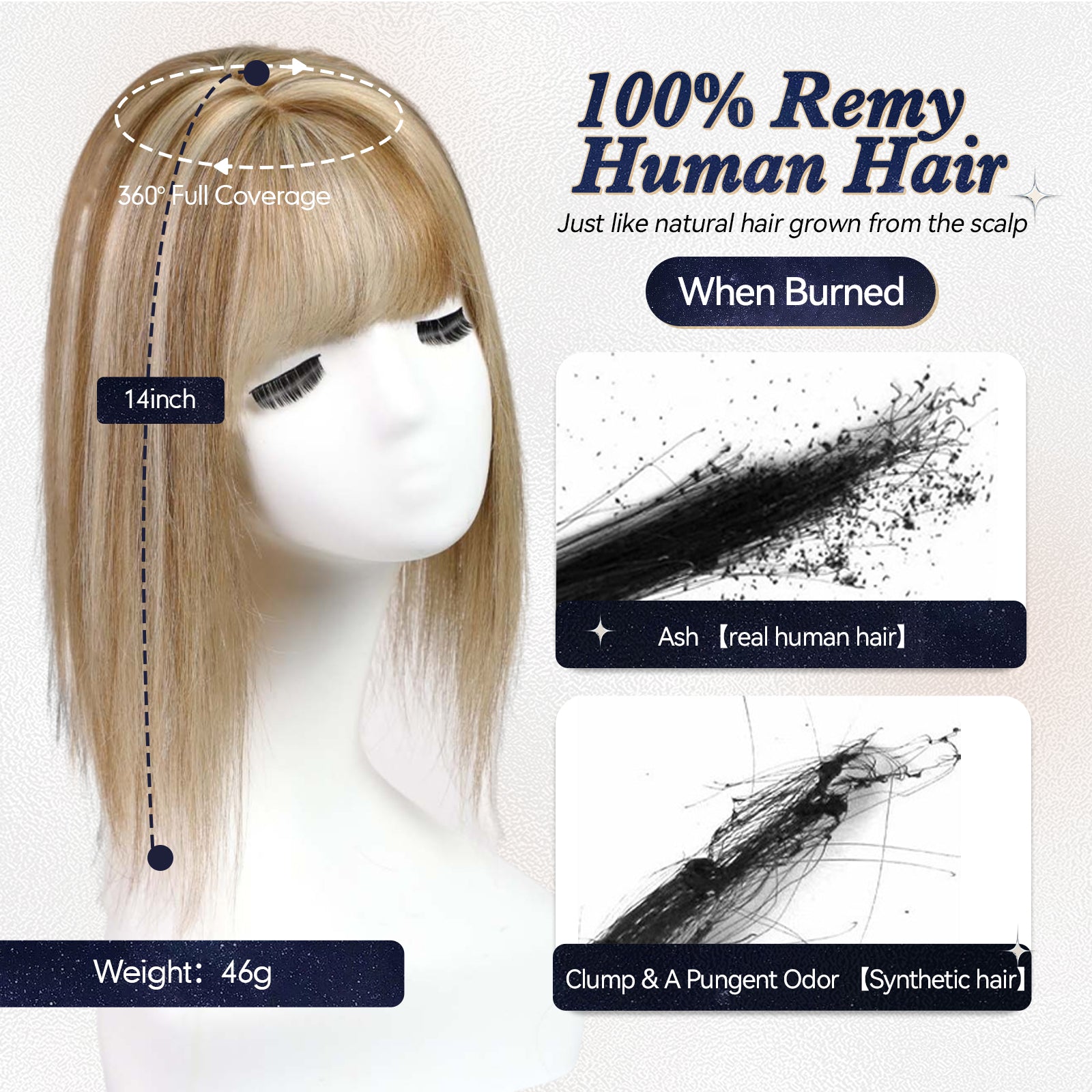 Image of starluck Hair Toppers for Women Real Human Hair With Bangs, 100% Remy Human Hair Toppers for Women Hand-woven with Thinning Hair,Cover Gray Hair Roots,Adds Hair Volume