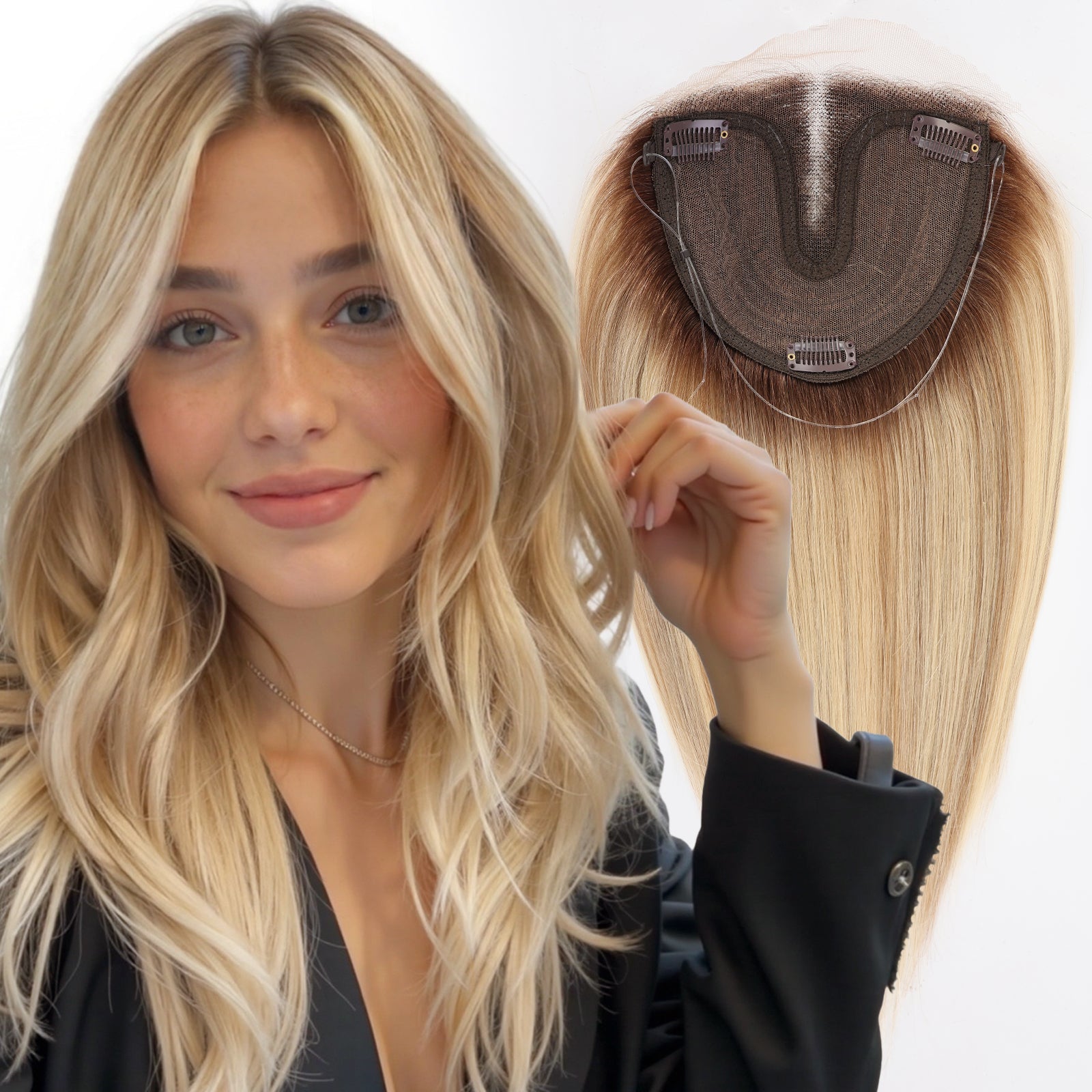 Image of Starluck Hair Topper Real Human Hair Lace Front, SilkHug 5