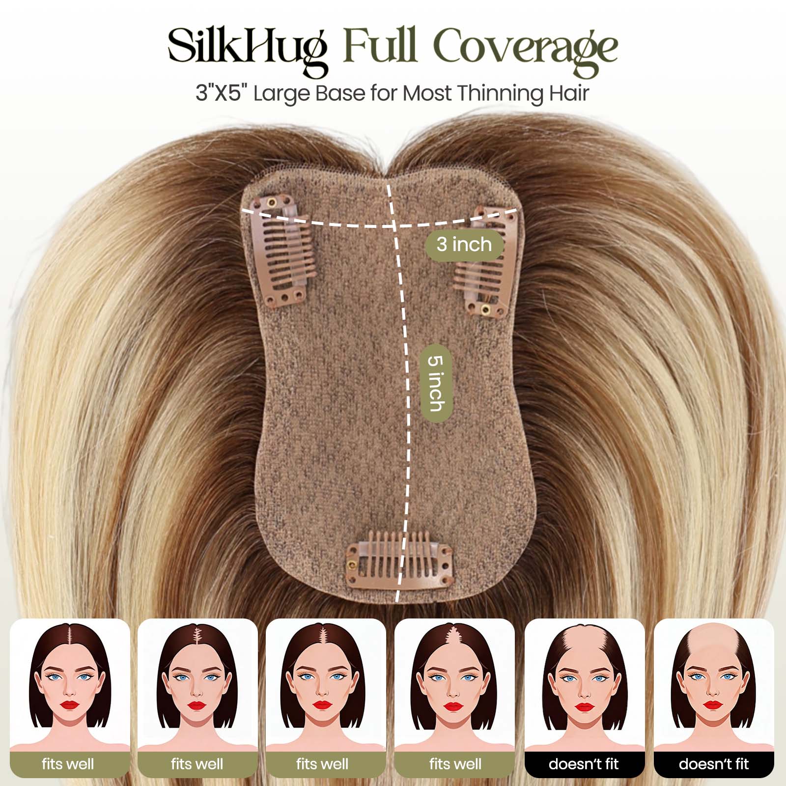 Image of Starluck SilkHug Hair Toppers for Women Real Human Hair Topper 10 inch No Bangs 3