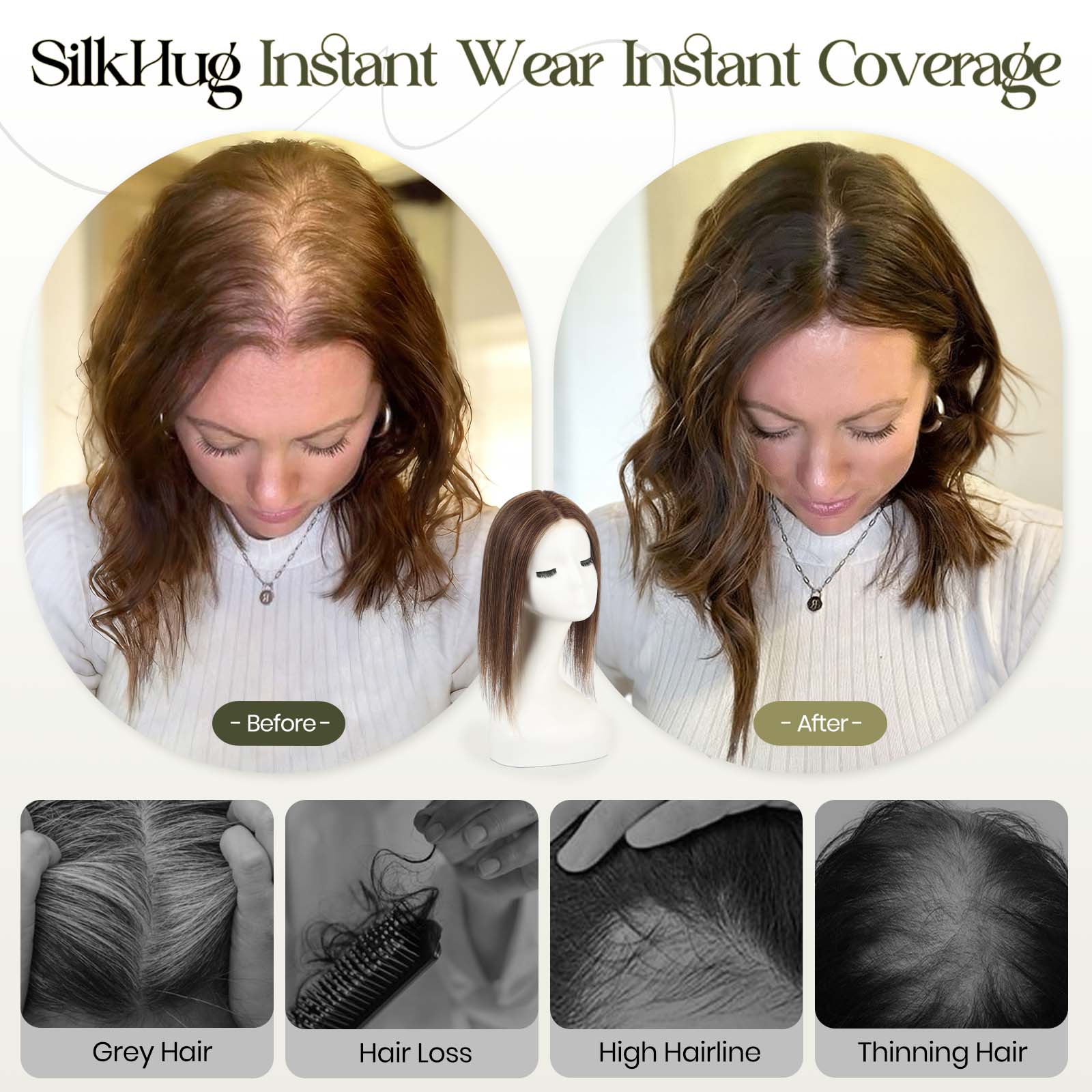 Image of Starluck Hair Topper Real Human Hair Lace Front, SilkHug 5