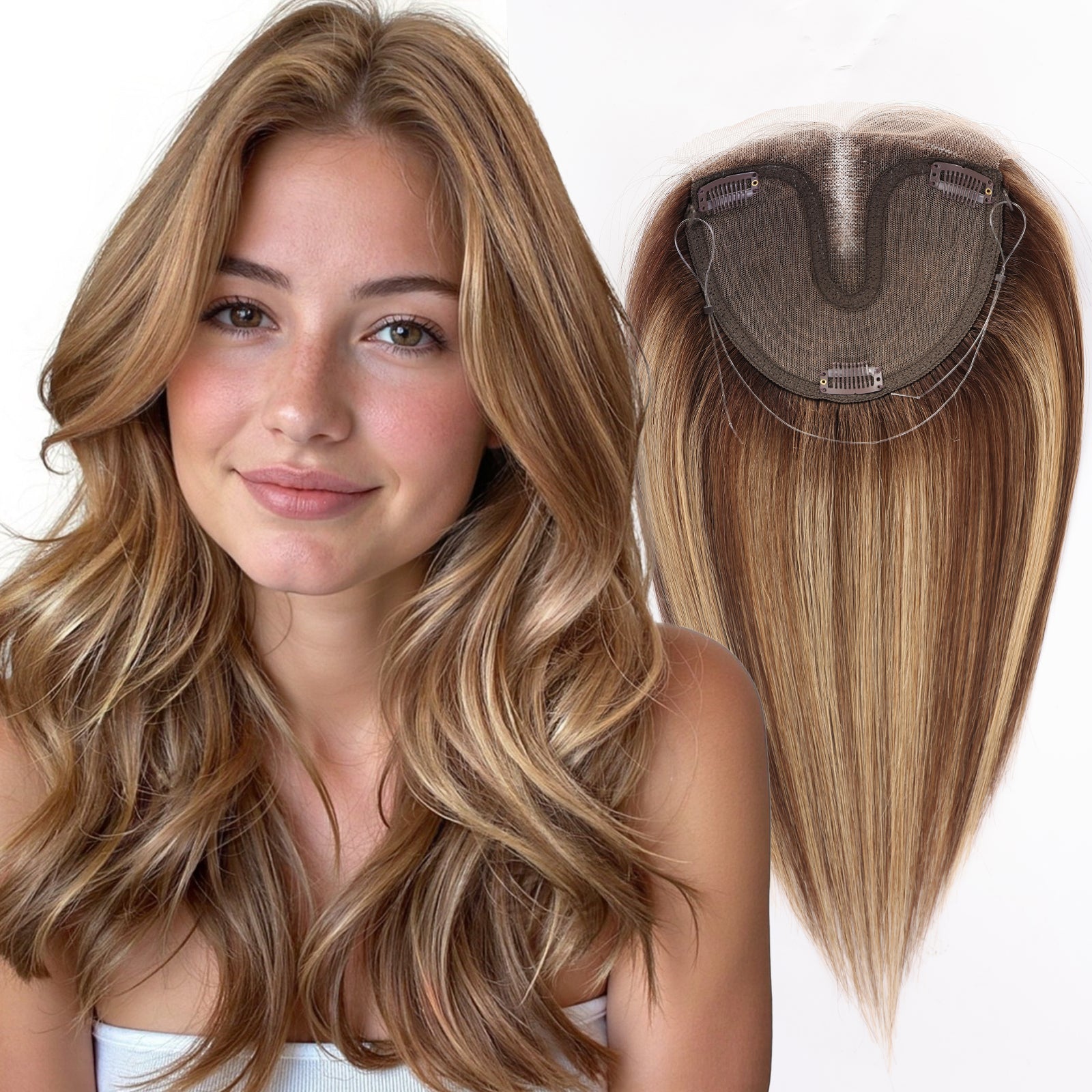 Image of Starluck Hair Topper Real Human Hair Lace Front, SilkHug 5