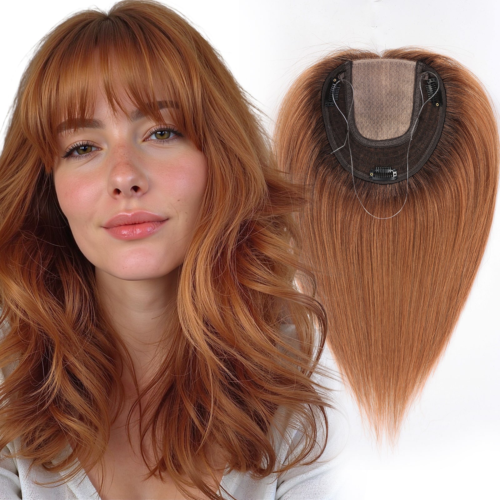 Image of Extensiones de cabello humano SilkHug con base que imita la piel, base de 6