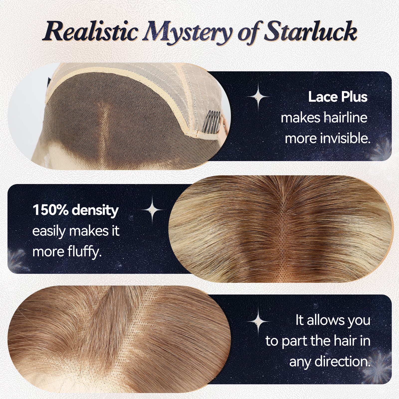 Image of starluck Ombre Blonde Wigs Human Hair Lace Front Wigs Human Hair for Women Pelucas De Mujer Pelo Humano 16 Inch Wavy Realistic and Natural Daily Wear