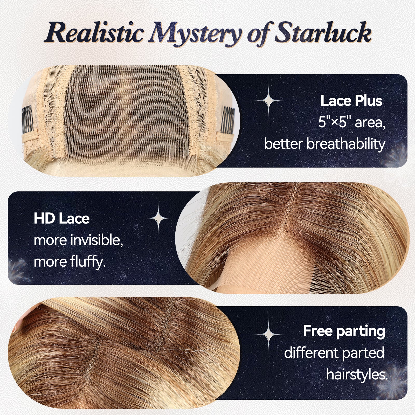 Image of starluck Wigs Human Hair Lace Front Wigs Human Hair for Women Pelucas De Mujer Pelo Humano 16 Inch Realistic and Natural Daily Wear