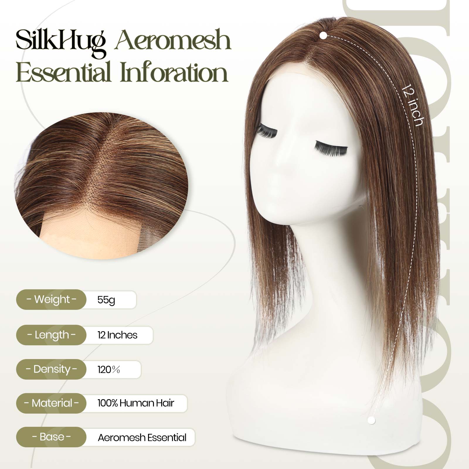 Image of Starluck Hair Topper Real Human Hair Lace Front, SilkHug 5