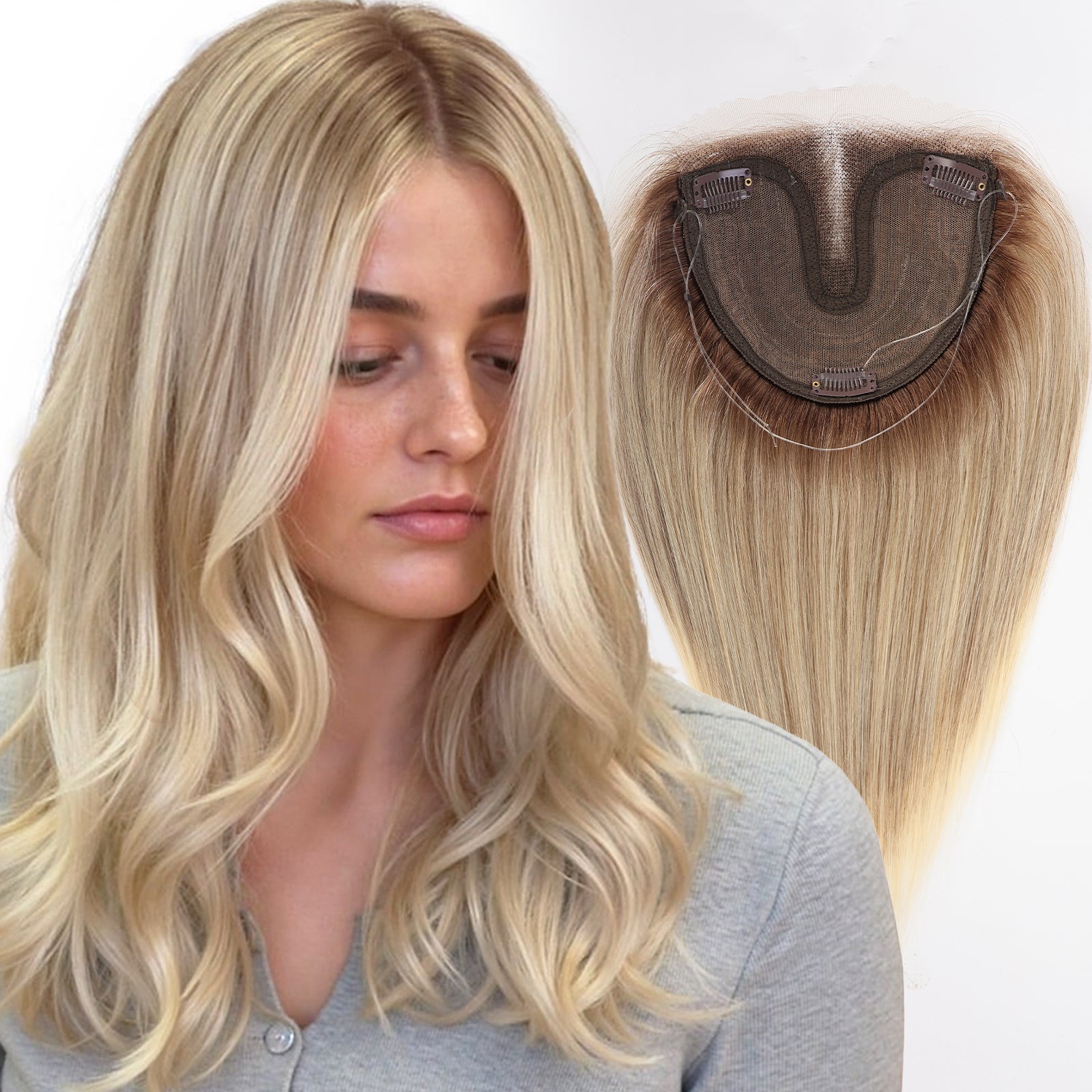 Image of Starluck Hair Topper Real Human Hair Lace Front, SilkHug 5