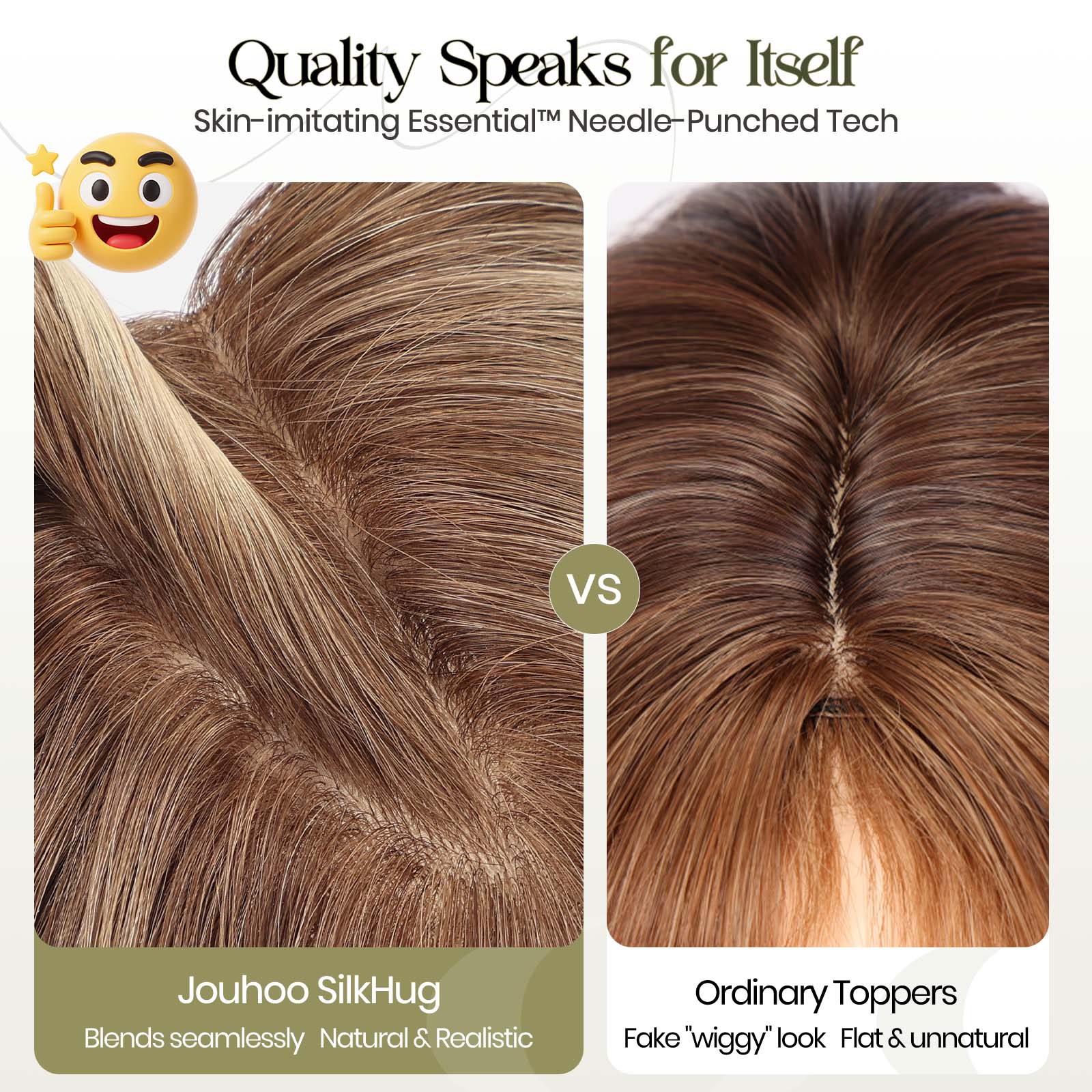 Image of Extensiones de cabello humano SilkHug con base que imita la piel, base de 6