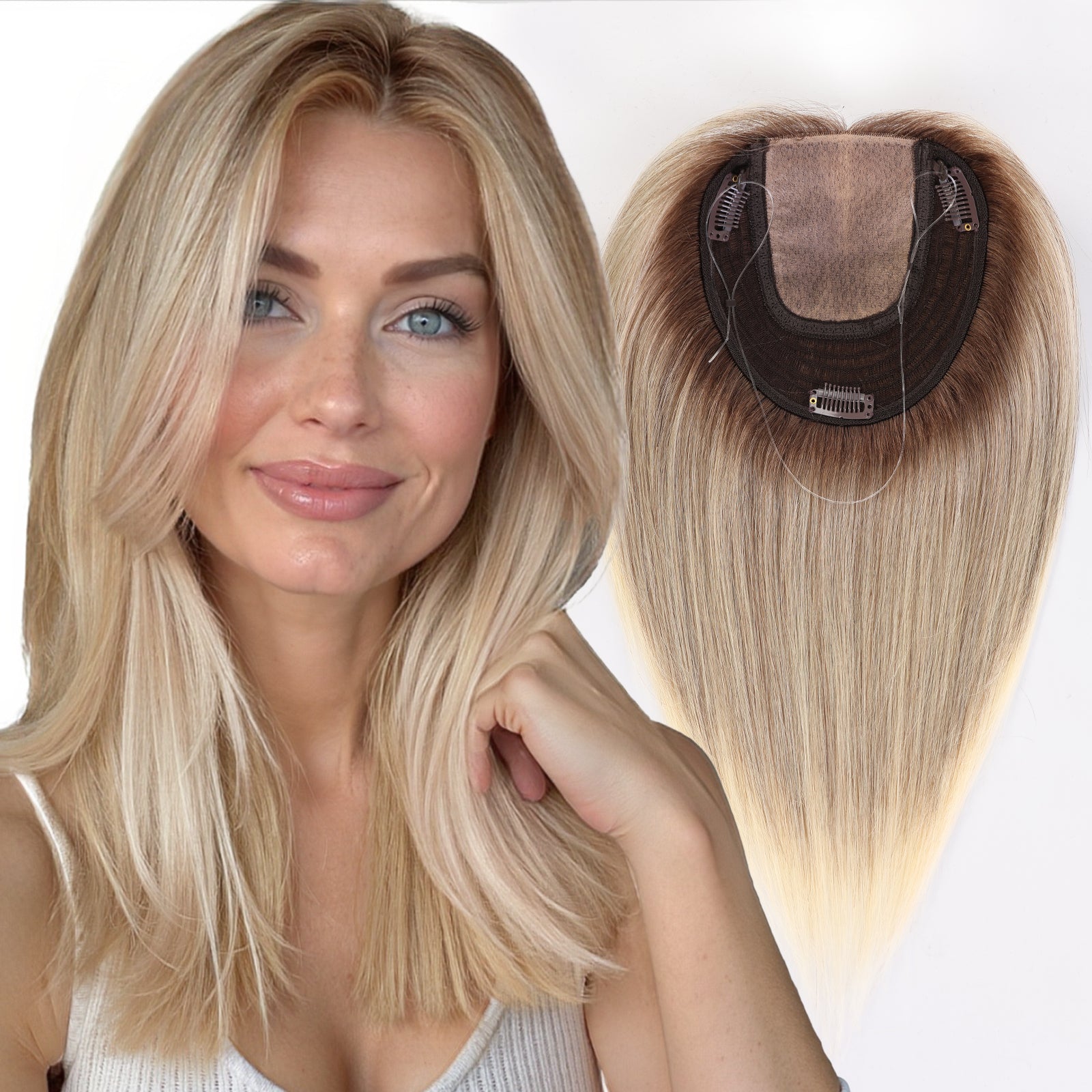 Image of Starluck SilkHug Human Hair Topper with Skin-Imitating Essentials Base, 6