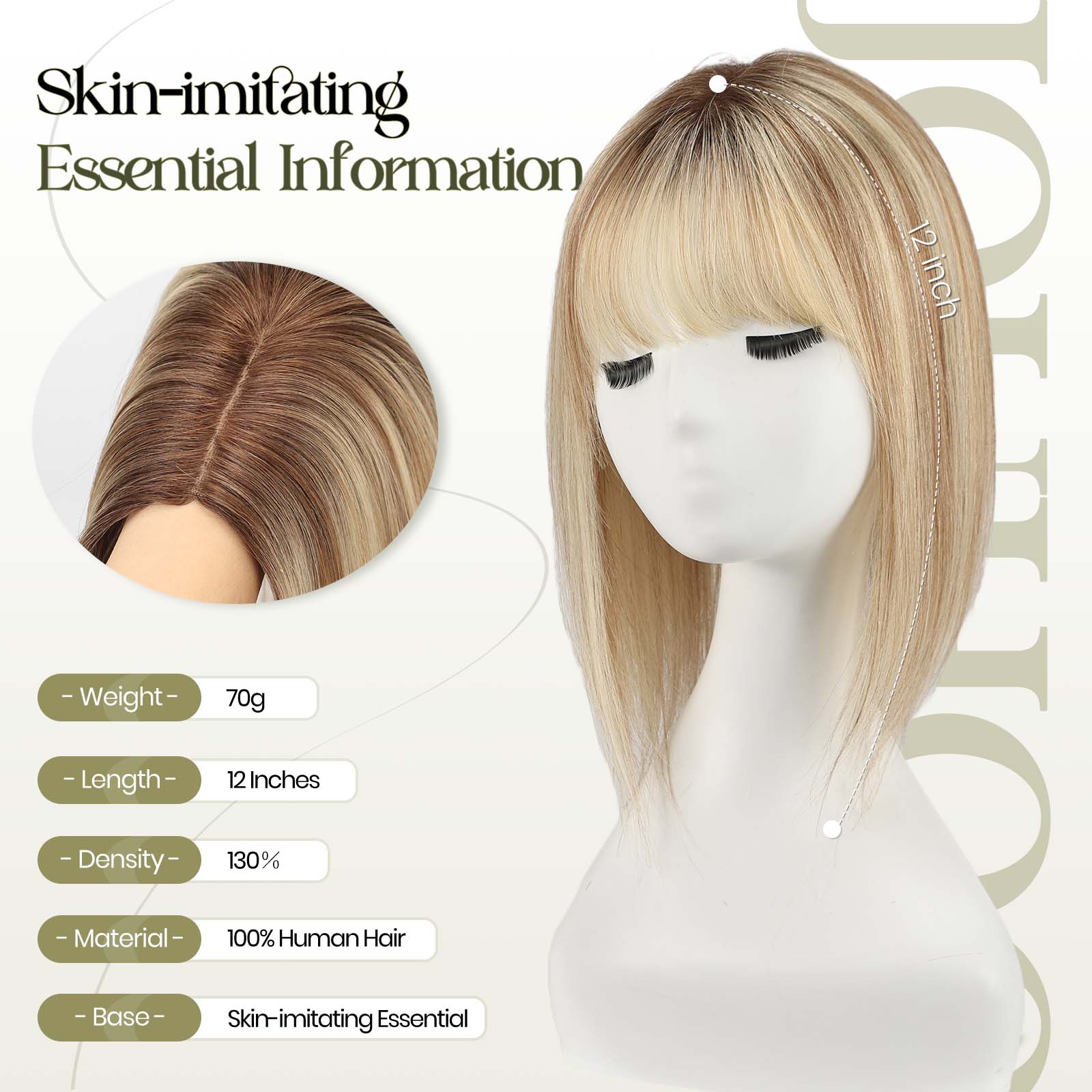 Image of Extensiones de cabello humano SilkHug con base que imita la piel, base de 6