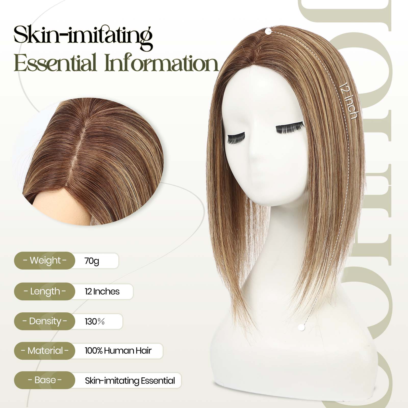 Image of Starluck SilkHug Human Hair Topper with Skin-Imitating Essentials Base, 6