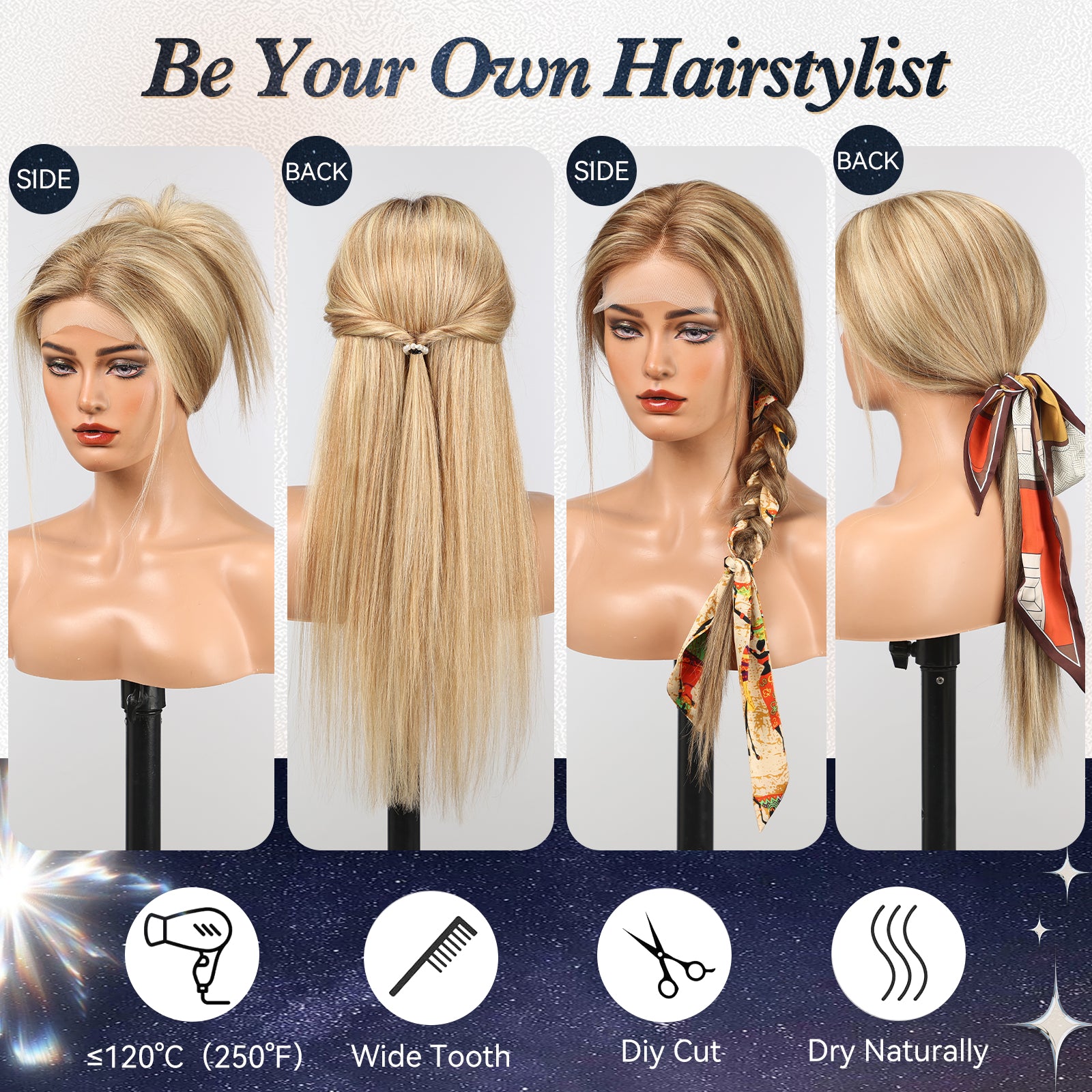 Image of starluck Wigs Human Hair Lace Front Wigs Human Hair for Women Pelucas De Mujer Pelo Humano 16 Inch Realistic and Natural Daily Wear