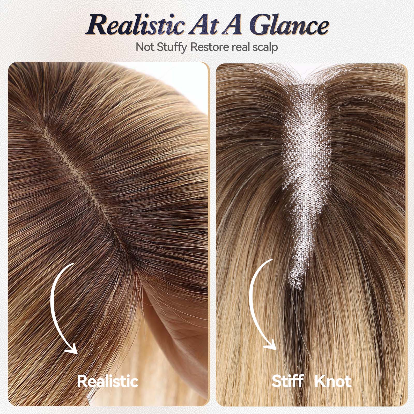 Image of starluck 5x5 inch Lage Silk Base 14 Inch Real Human Hair Toppers for Women,60 Gram High volume, 100% Real Human Hair Toppers for Women with thinning hair hair loss. no Bangs