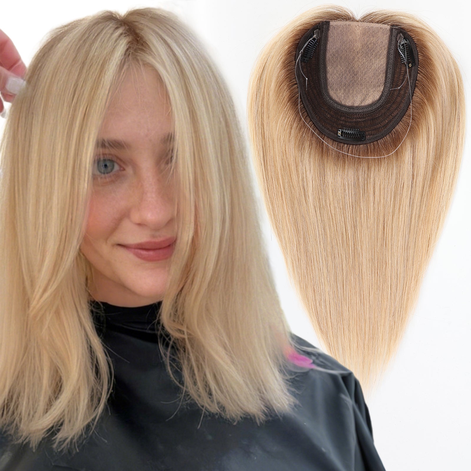 Image of Starluck SilkHug Human Hair Topper with Skin-Imitating Essentials Base, 6