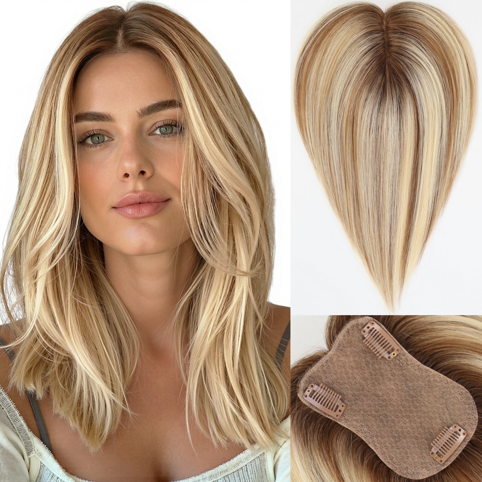 Image of Starluck SilkHug Hair Toppers for Women Real Human Hair Topper 10 inch No Bangs 3