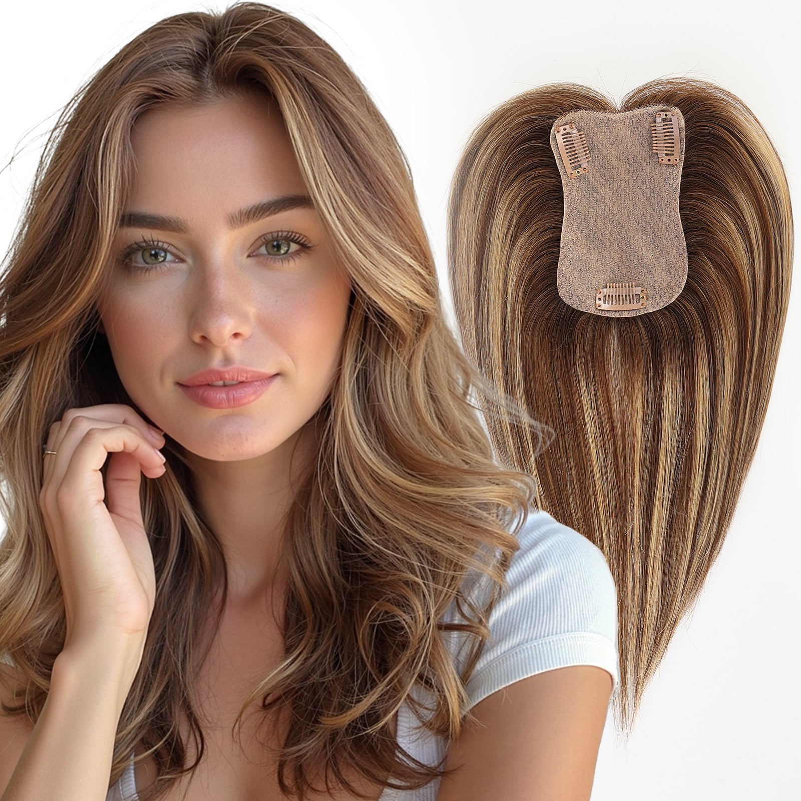 Image of Starluck SilkHug Hair Toppers for Women Real Human Hair Topper 10 inch No Bangs 3