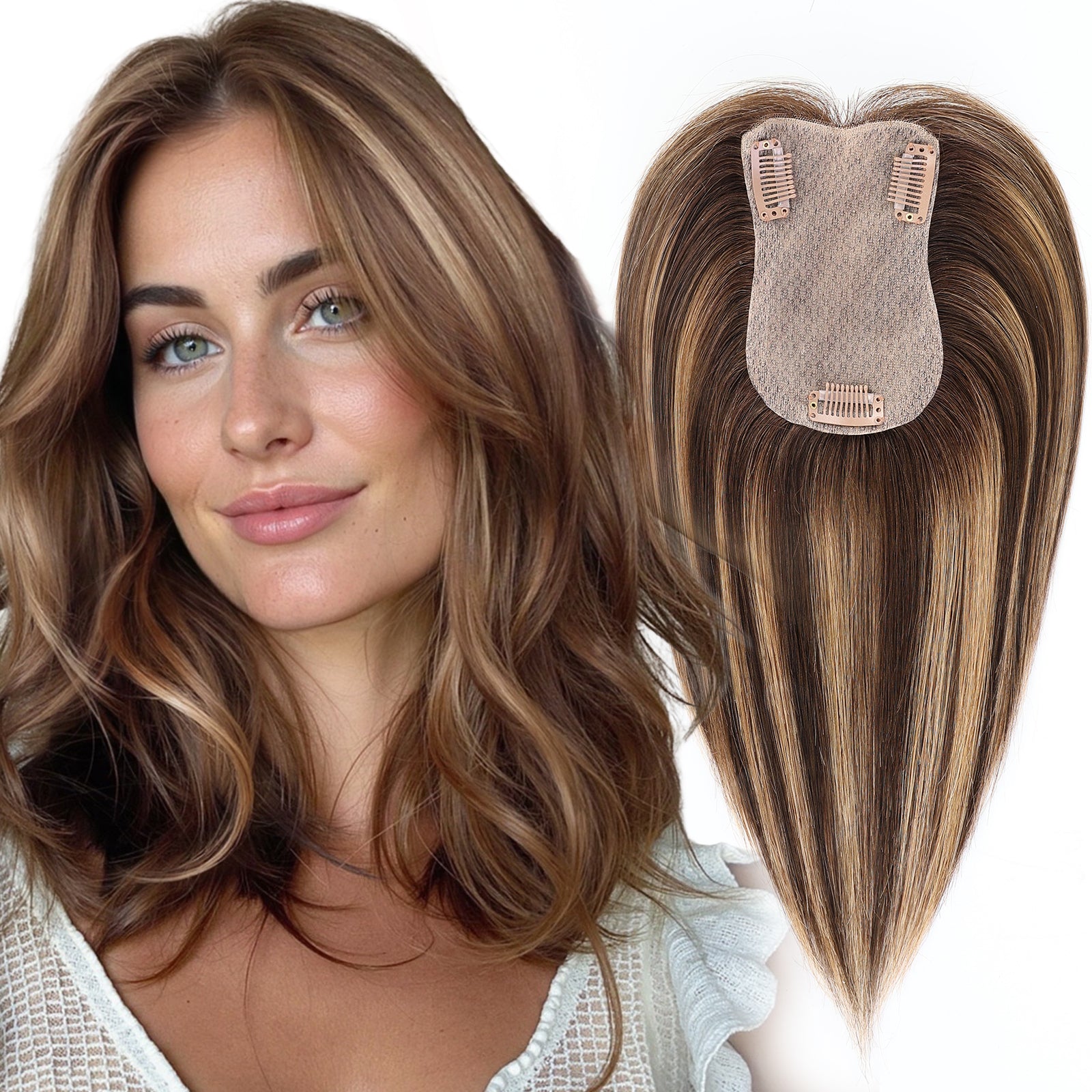 Image of Starluck SilkHug Hair Toppers for Women Real Human Hair Topper 10 inch No Bangs 3