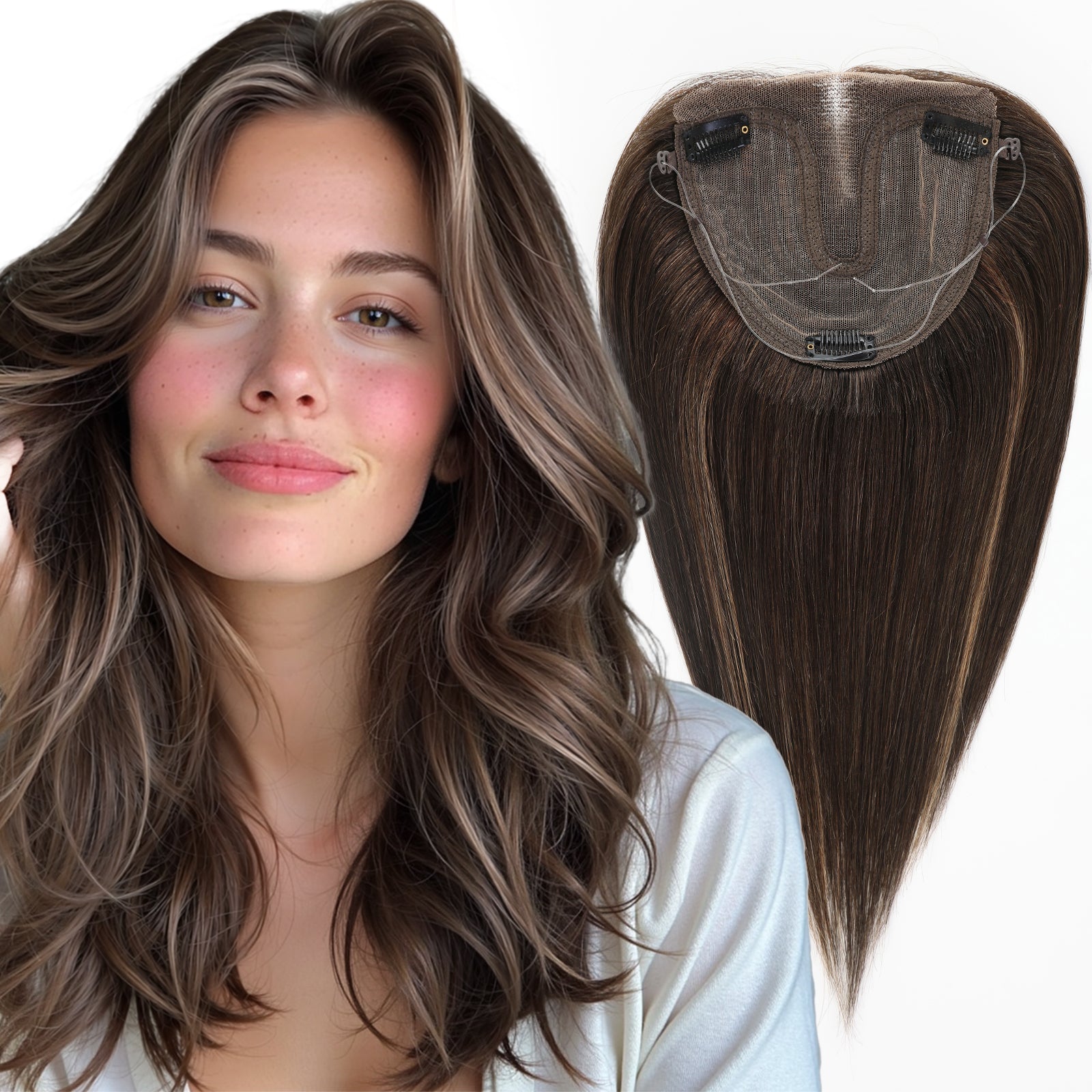 Image of Starluck Hair Topper Real Human Hair Lace Front, SilkHug 5