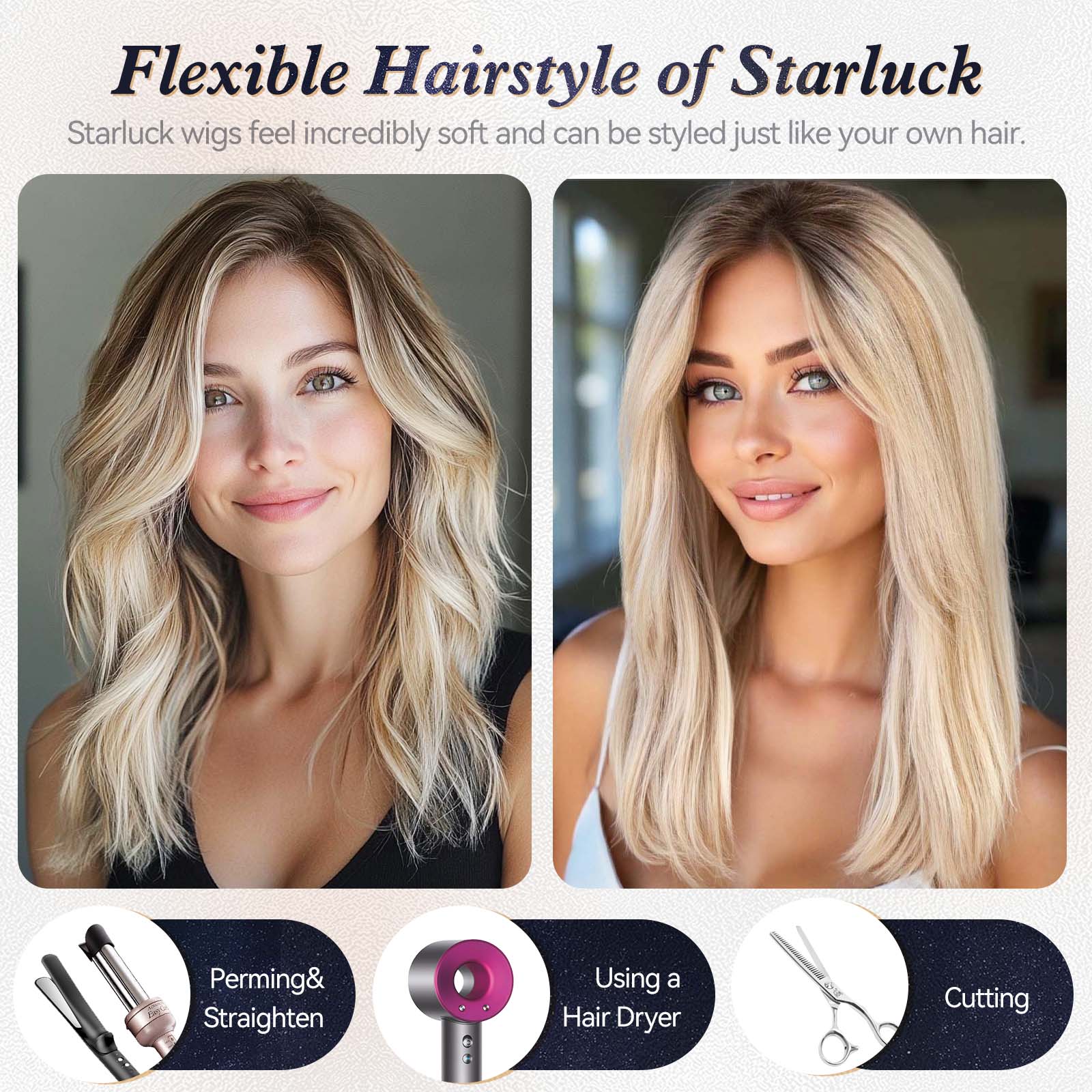 Image of Starluck Wigs Human Hair Lace Front Wigs Human Hair for Women Straight Pelucas De Mujer Pelo Humano