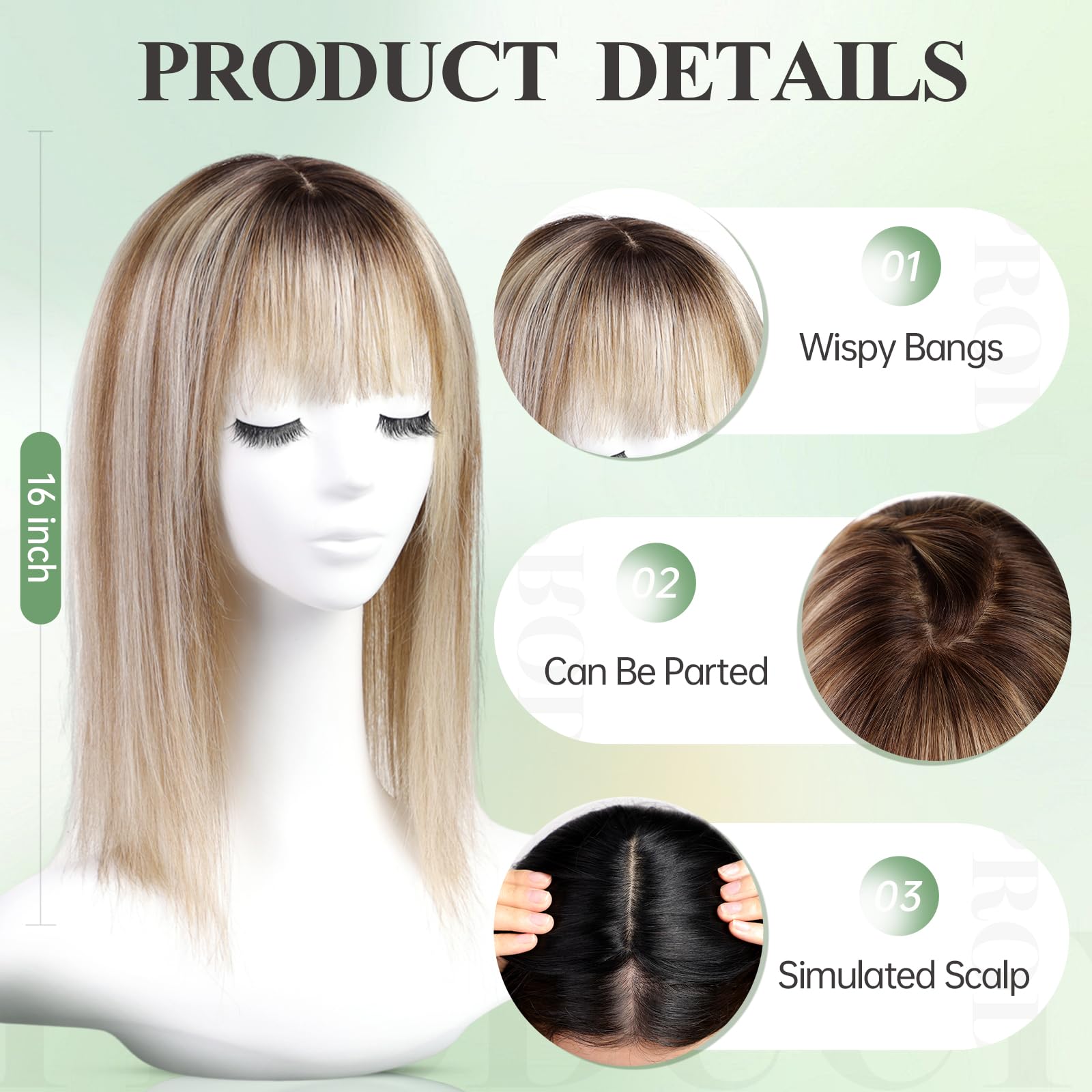 starluck 16 inch Hair Toppers for Women 9