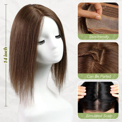 Image of starluck Hair Toppers for Women 14 inch Real Human Hair Topper No Bangs 5