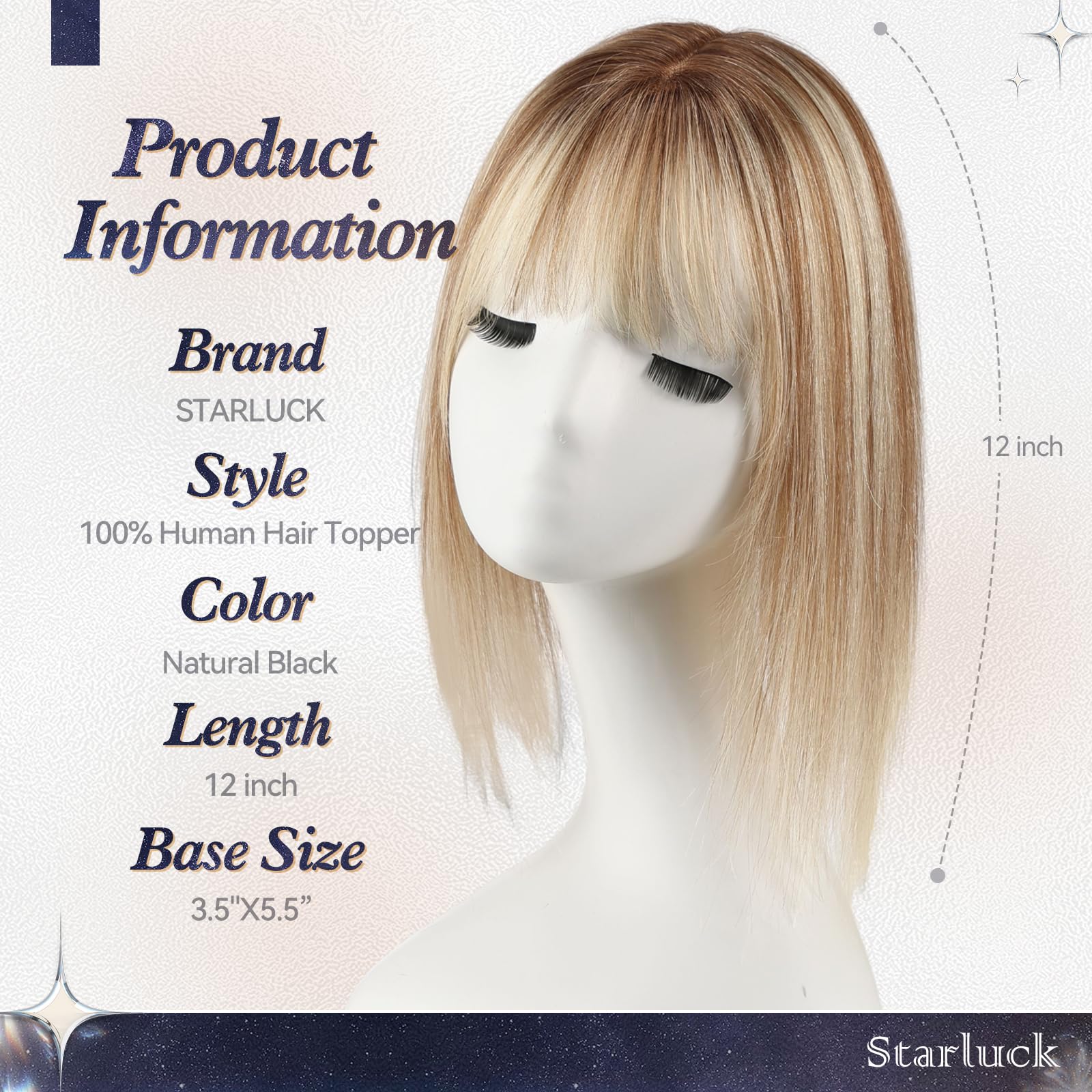 Image of starluck Human Hair Toppers for Women Real Human Hair No Bangs 4 * 5.5 inch Base 12 inch SilkHug Hair Topper for Women Cover Grey Roots