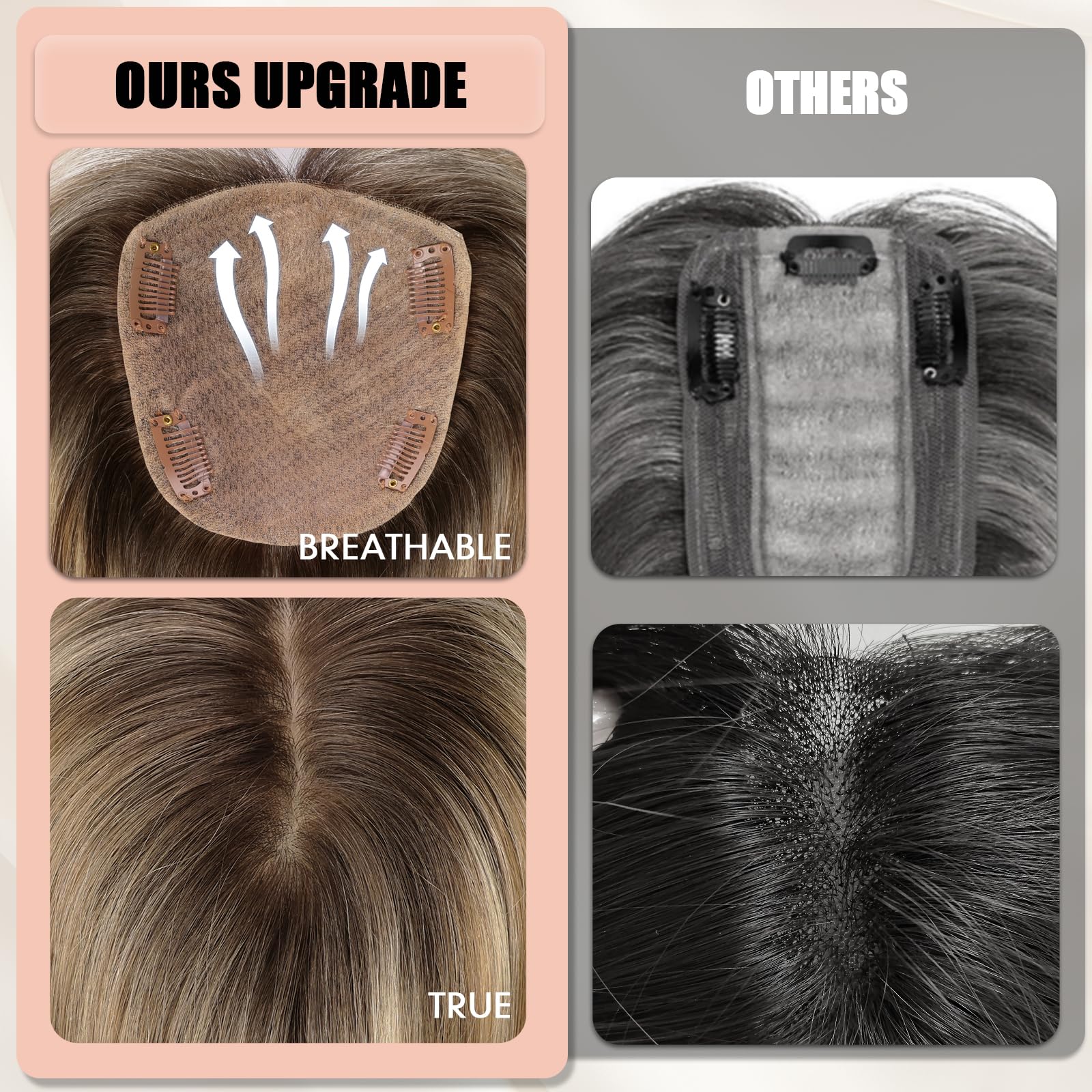 starluck Hair Toppers for Women Real Human Hair, 5