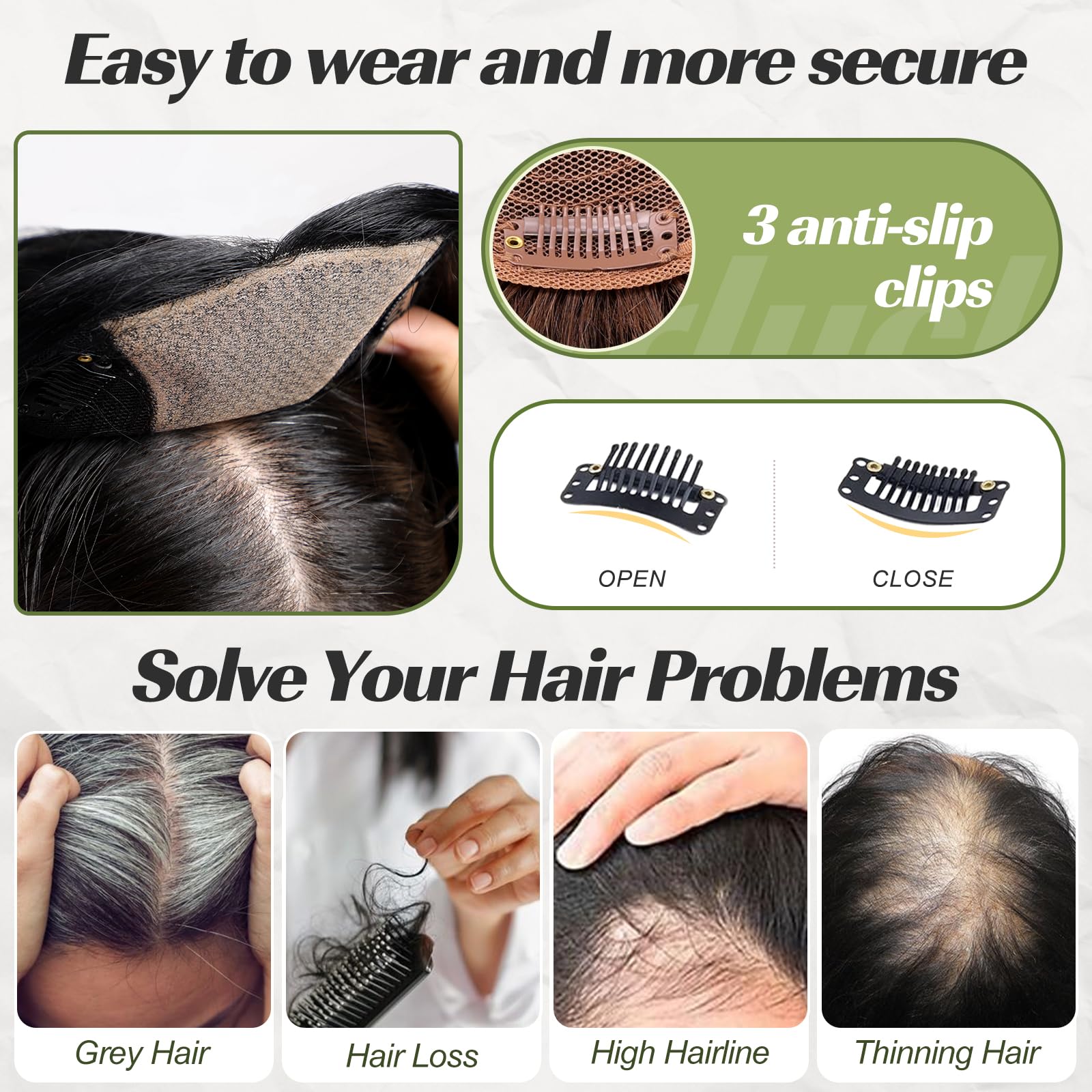 Image of starluck Hair Toppers for Women 14 inch Real Human Hair Topper No Bangs 5