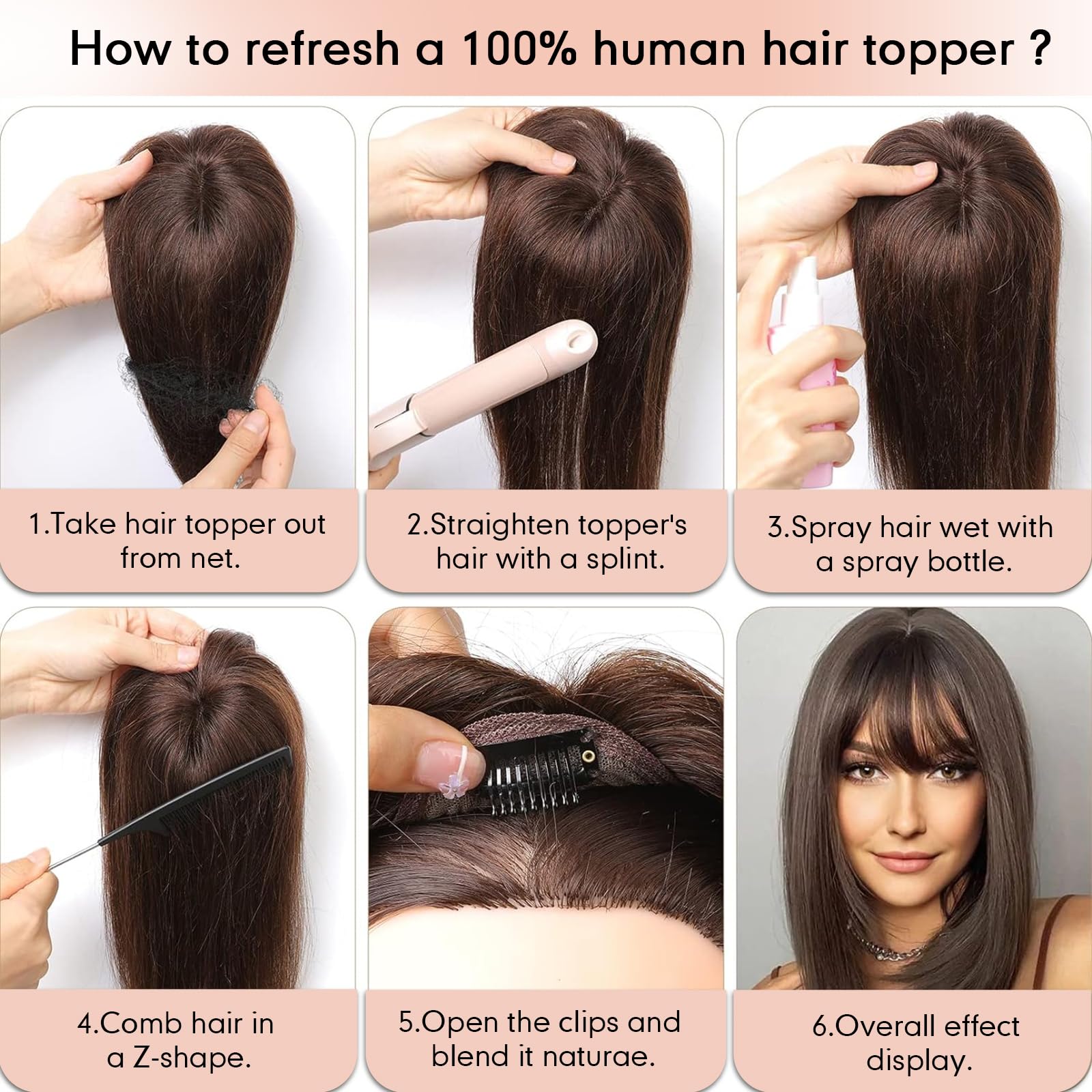 starluck Hair Toppers for Women Real Human Hair, 5