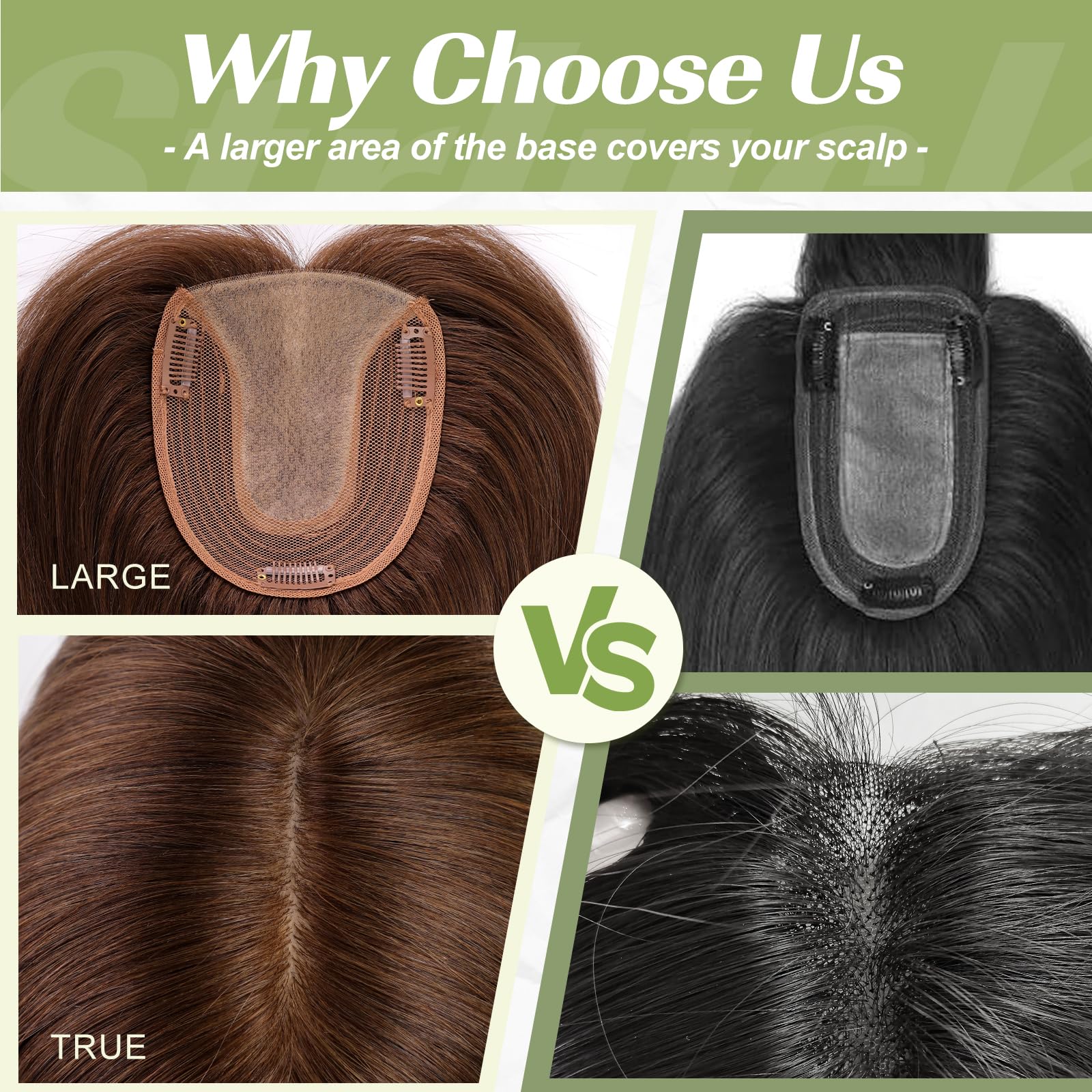 Image of starluck Hair Toppers for Women 14 inch Real Human Hair Topper No Bangs 5