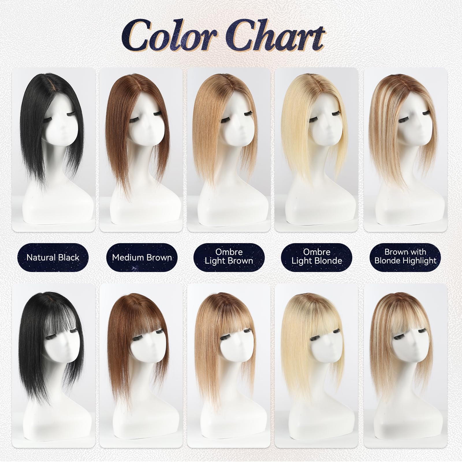 Image of Second Scalp Human Hair Toppers for Women Real Human Hair No Bangs 4 * 5.5 inch Base 12 inch SilkHug Hair Topper for Women Cover Grey Roots